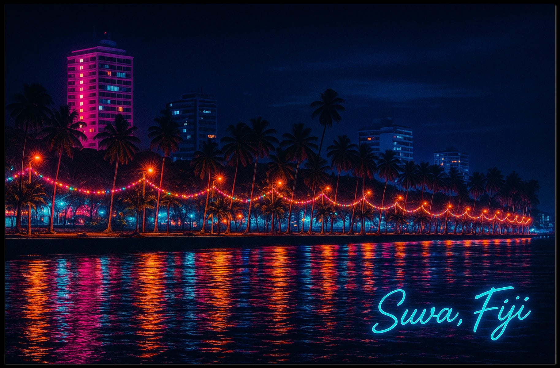 Suva, Fiji Nightscape Poster