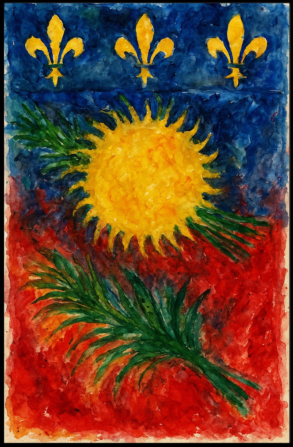 Vibrant Heraldic Sunburst Poster