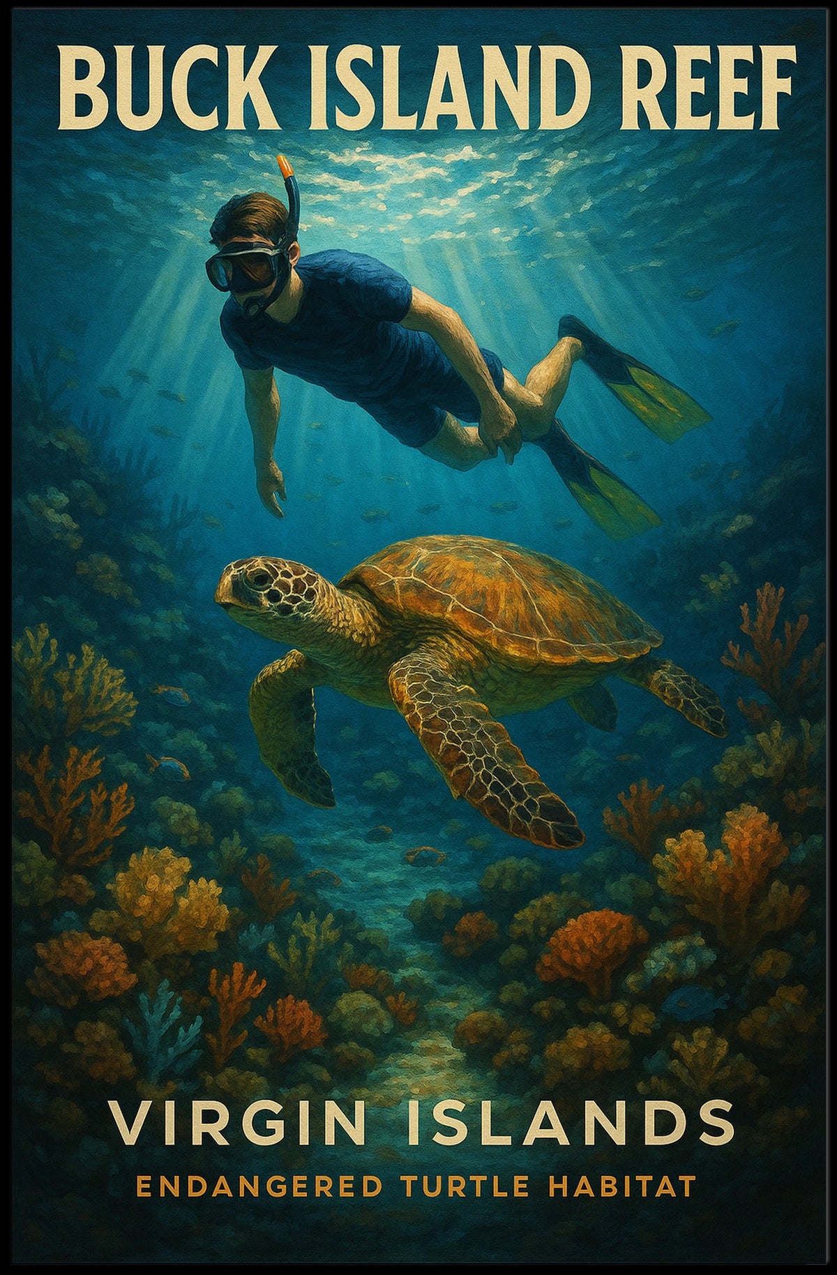 Buck Island Reef Endangered Turtle Poster