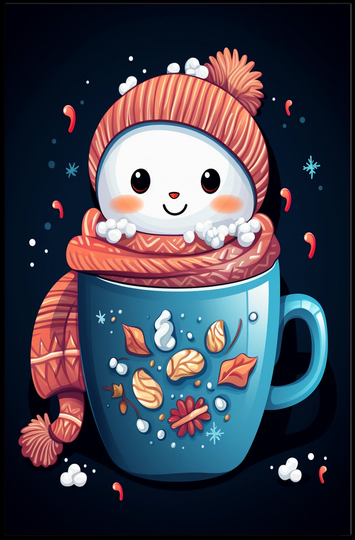 Festive Snowy Cheer in a Mug Art Poster