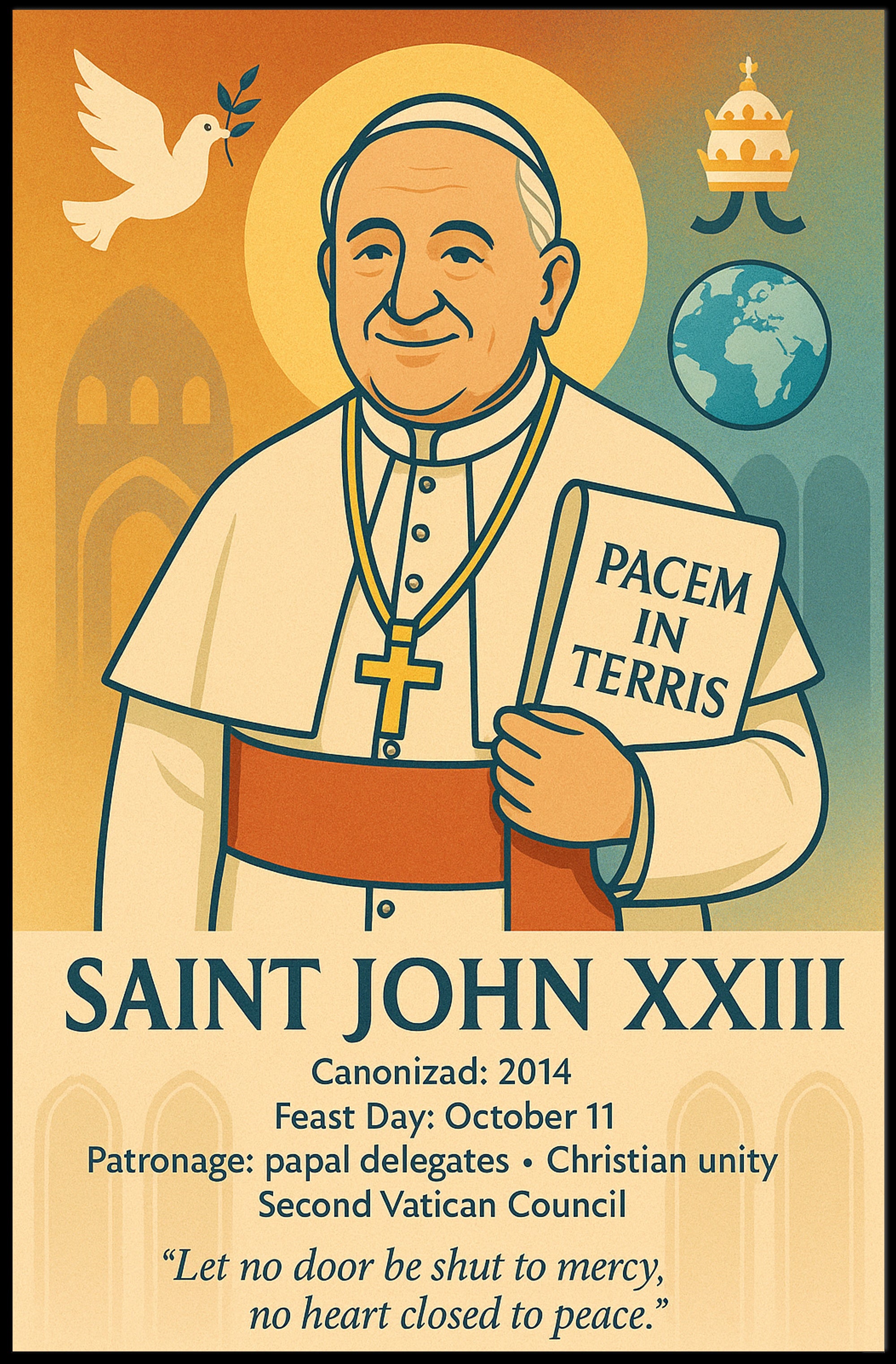 Saint John XXIII Vintage Religious Art Poster