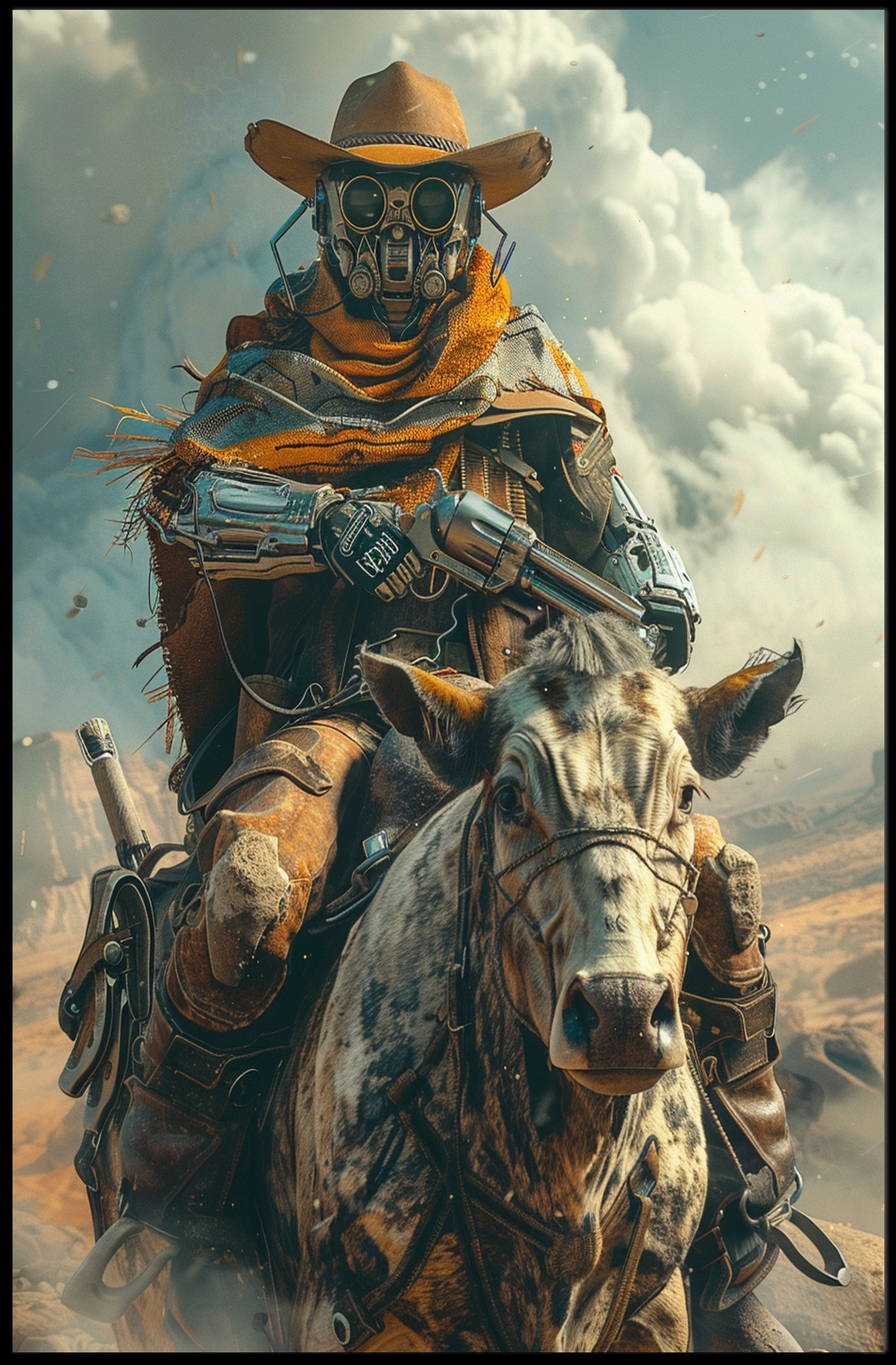Sci-Fi Western Adventure Poster: Futuristic Cowboy Art PosterGoat