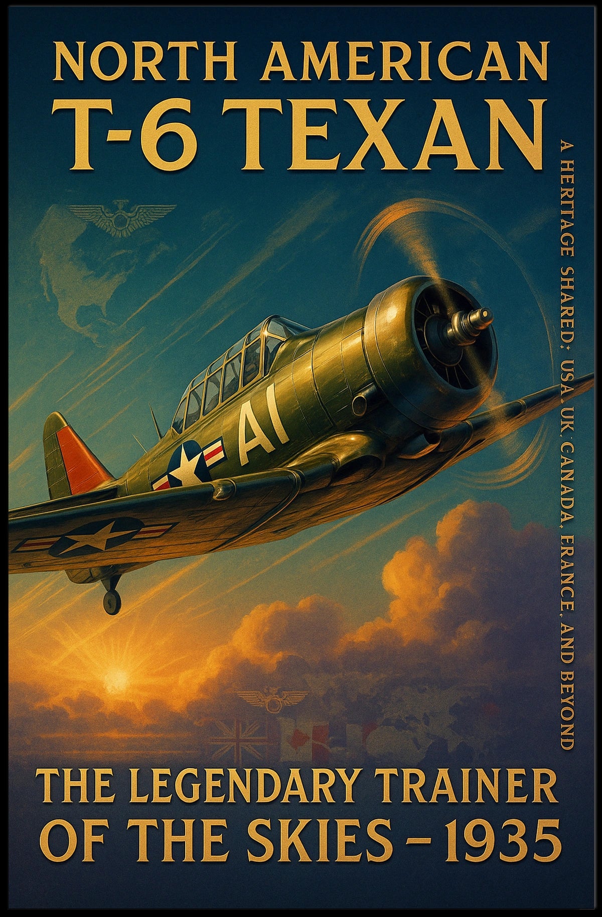 North American T-6 Texan Vintage Aviation Poster