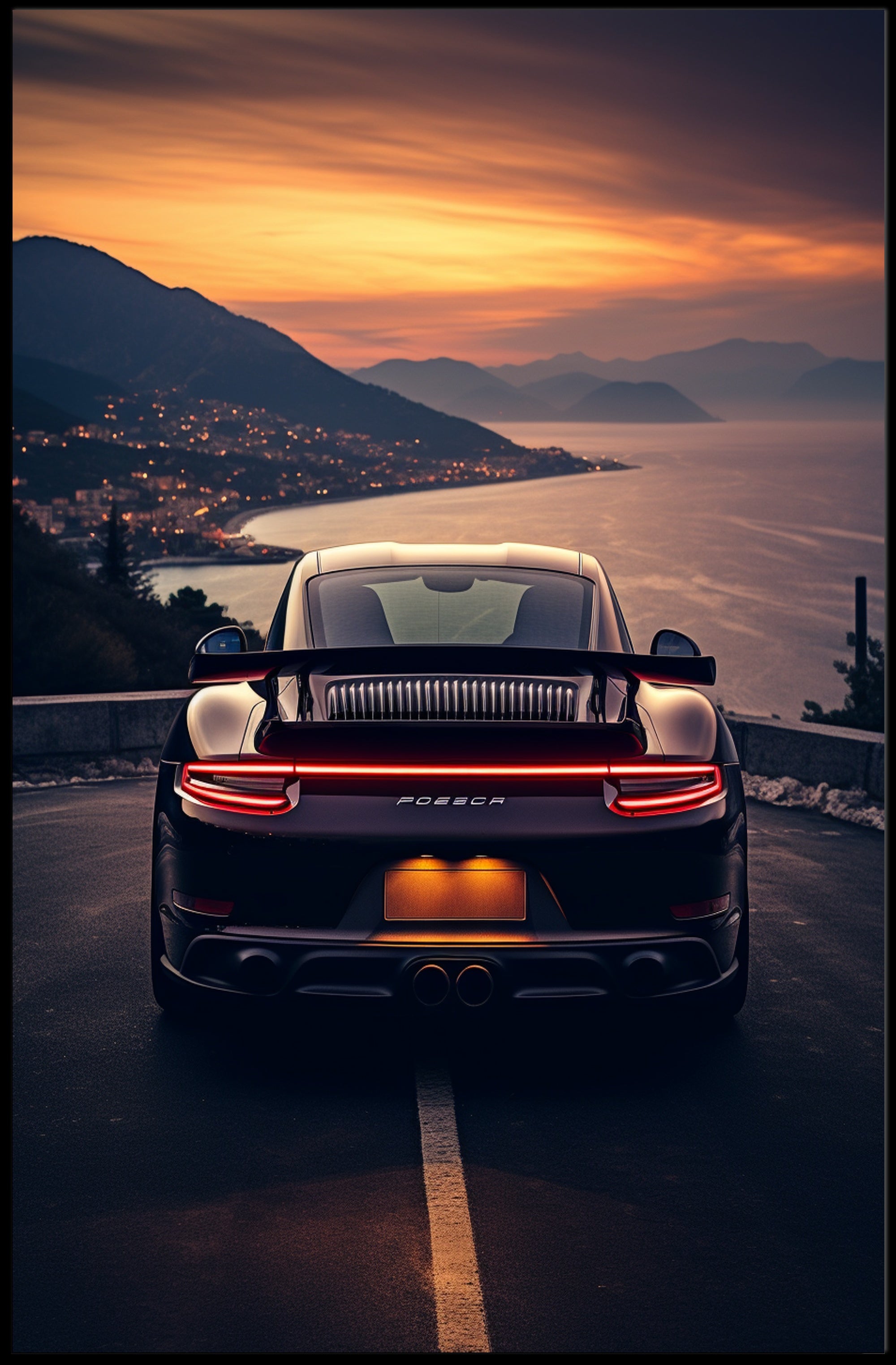 Coastal Drive at Sunset Poster PosterGoat