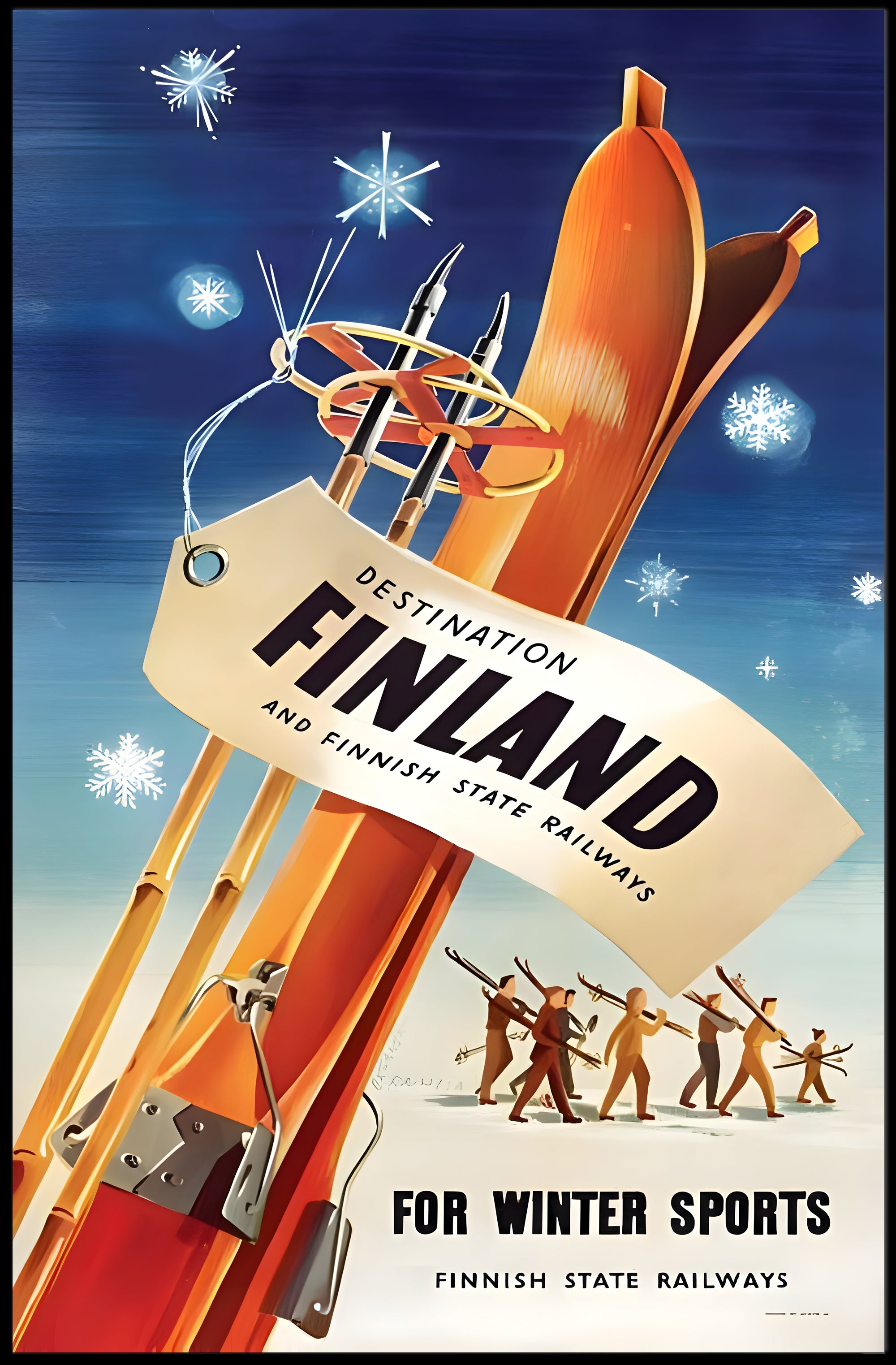 Finland Winter Sports Adventure Vintage Travel Poster PosterGoat