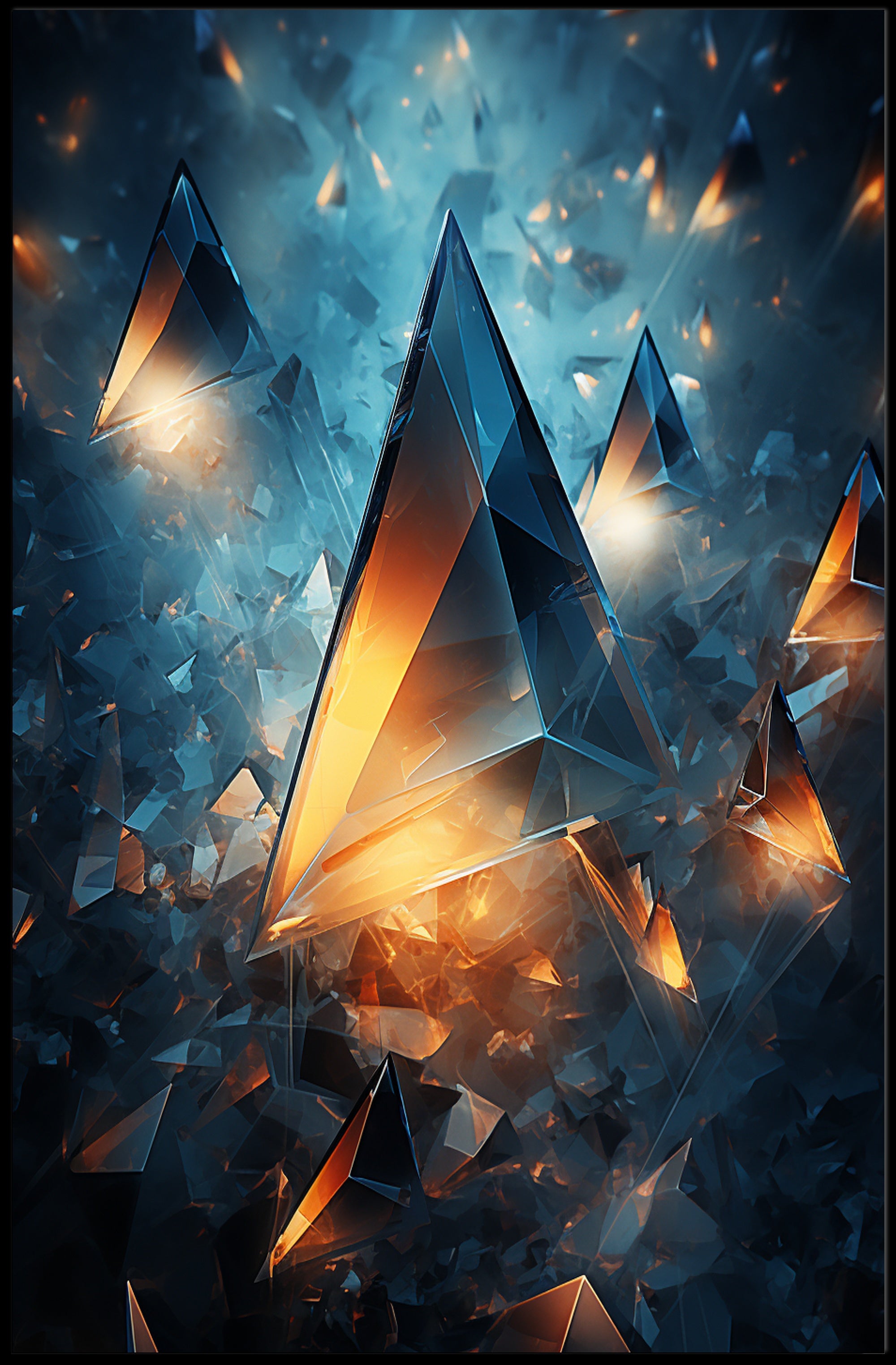 Shattered Light Abstract Geometric Art Poster