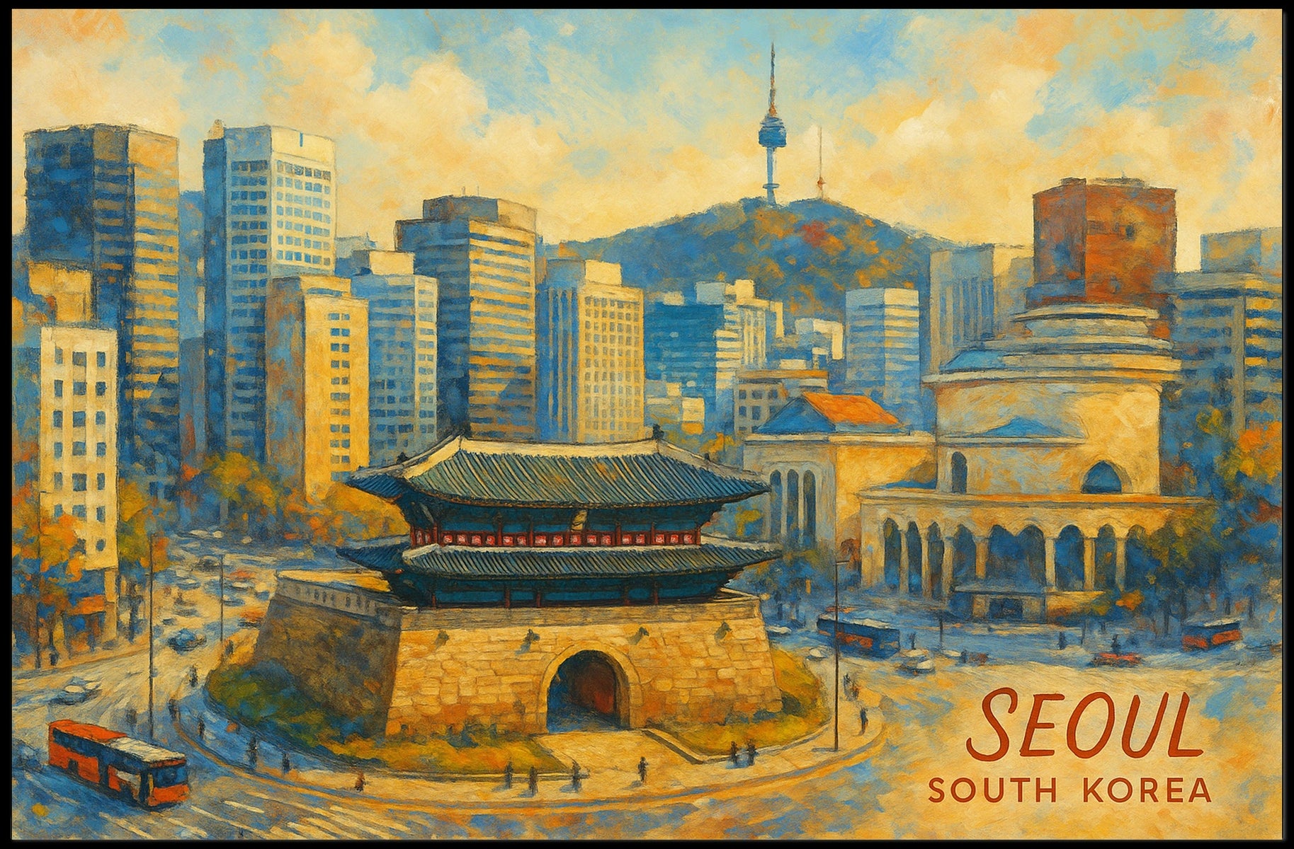 Seoul Cityscape Poster