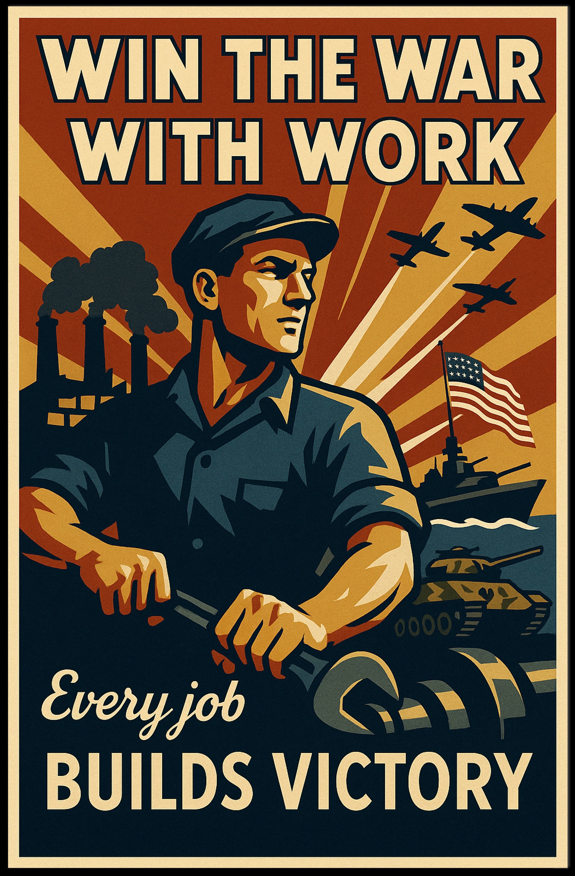 World War II Home-Front Labor Propaganda Poster