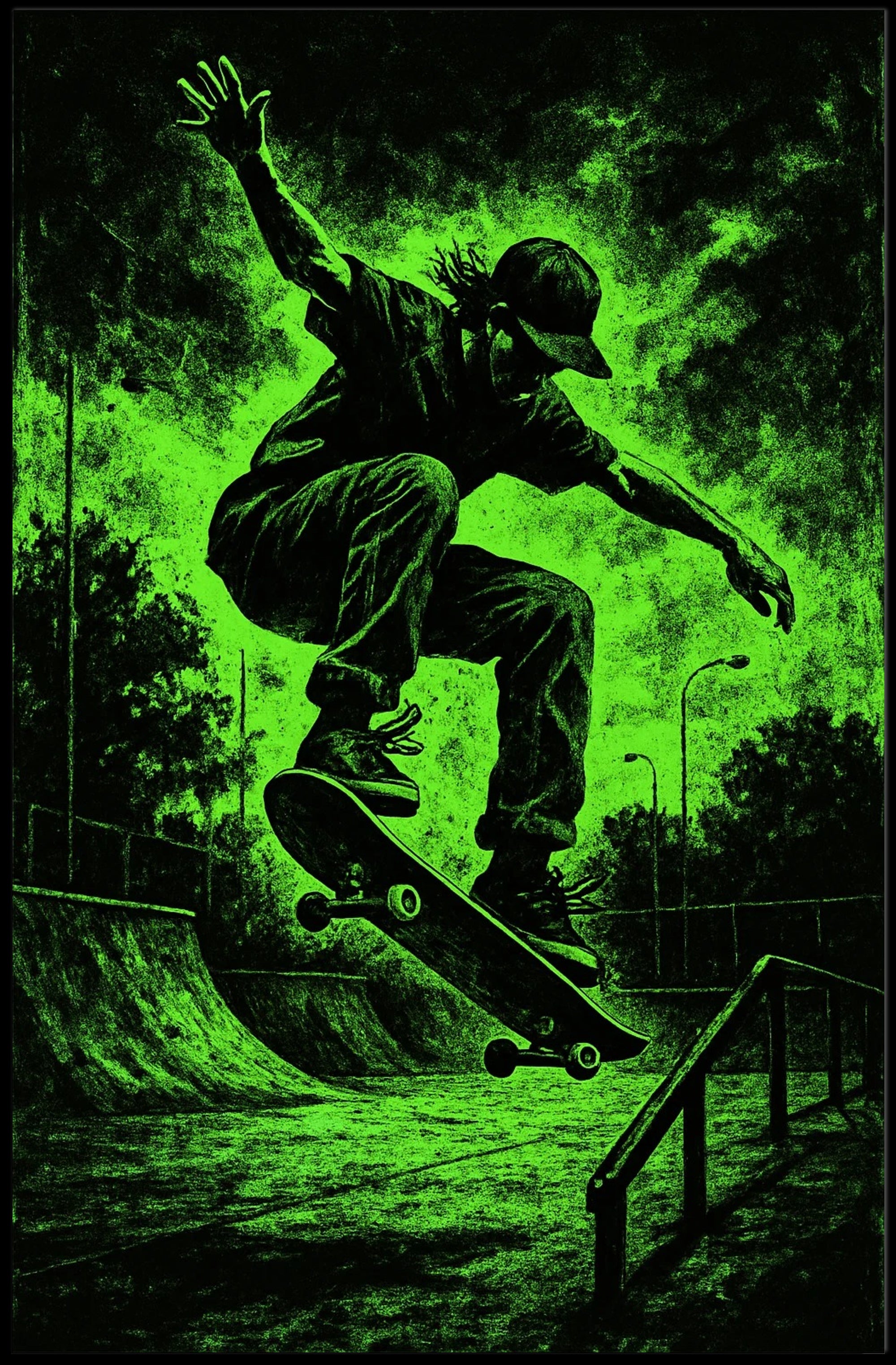 Dynamic Skateboarder Performing Trick Sports Poster