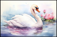 Serene Swan in Watercolor Poster