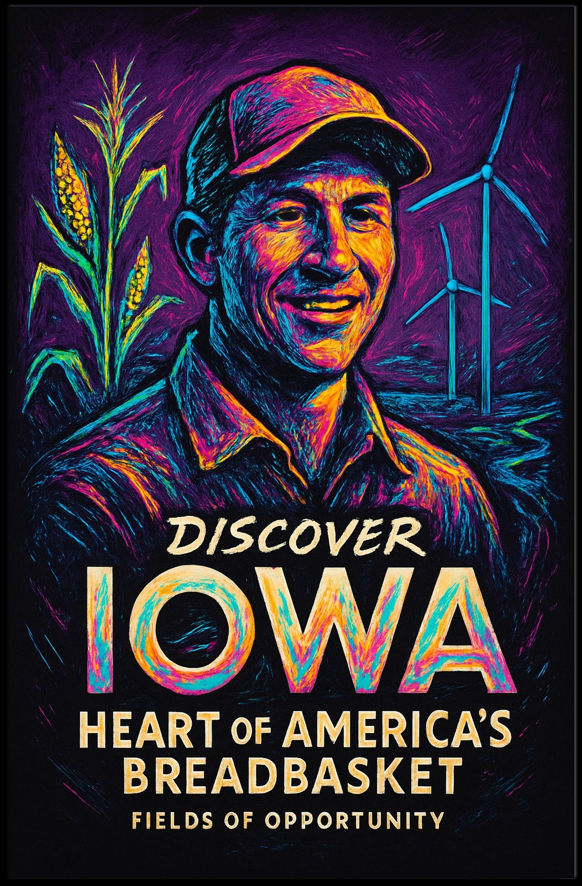 Discover Iowa Heart of Americas Breadbasket Poster