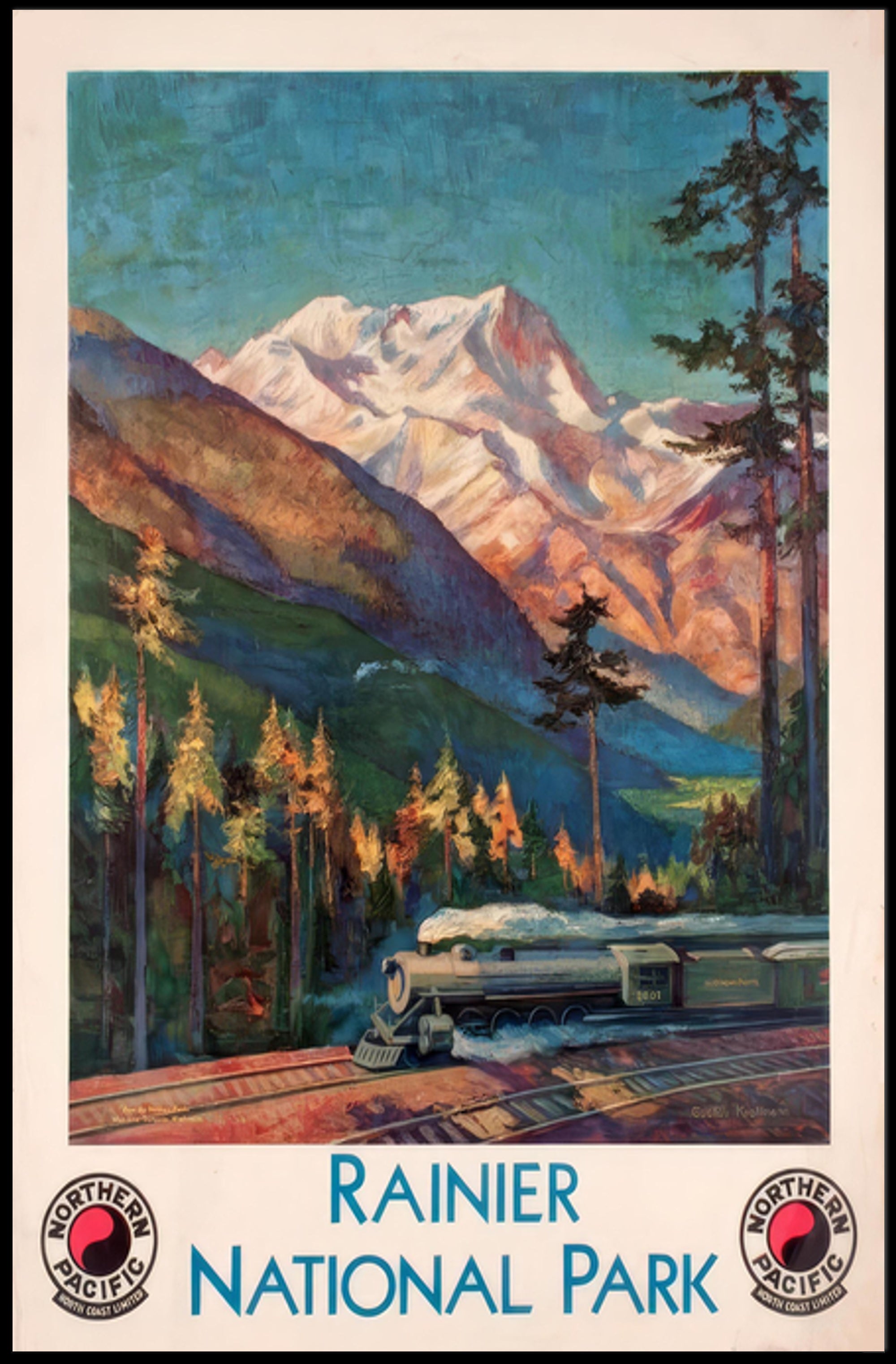 Rainier National Park Scenic Travel Poster