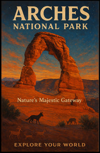 Arches National Park Sunset Vintage National Park Poster