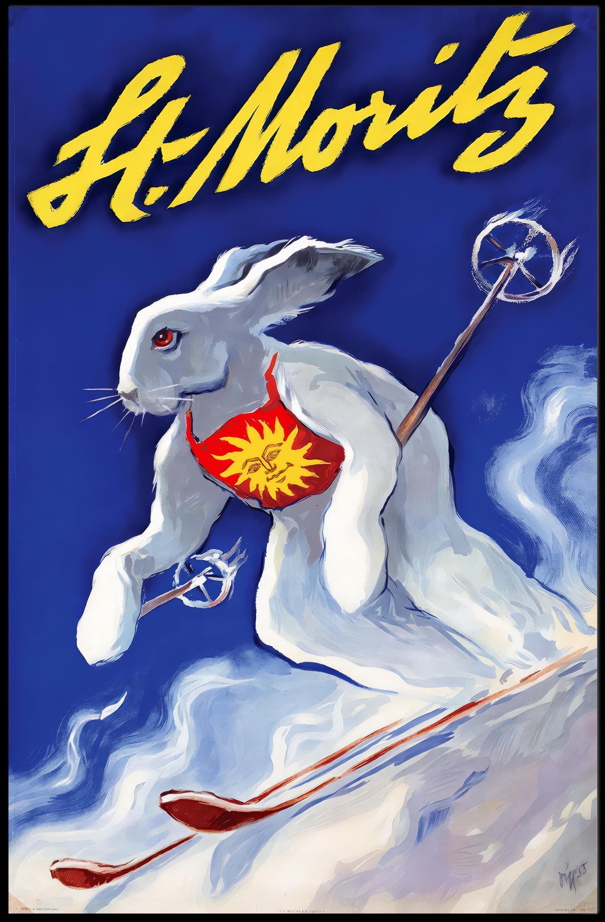 St. Moritz Skiing Poster PosterGoat