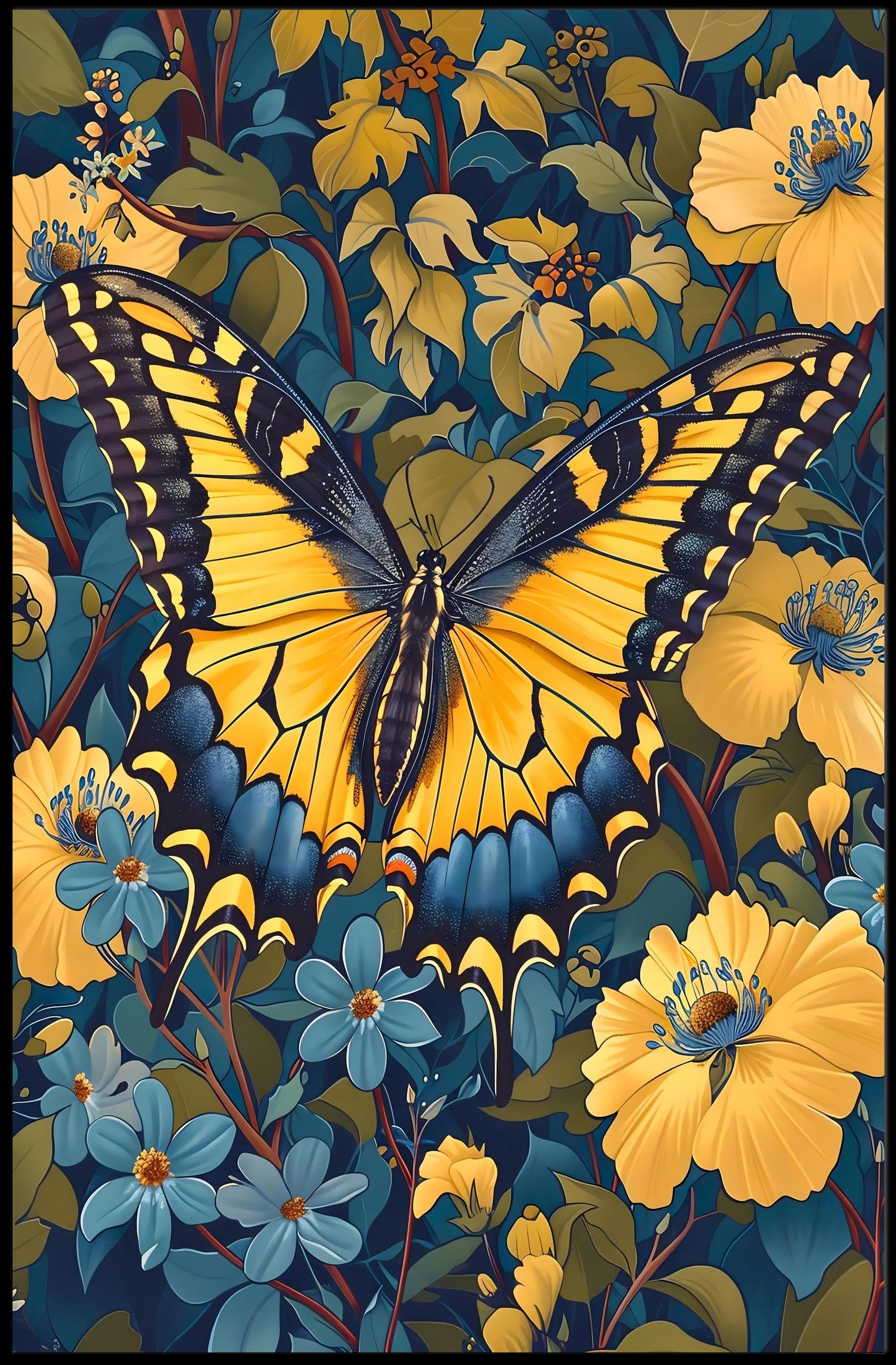 Vibrant Butterfly Floral Paradise Poster