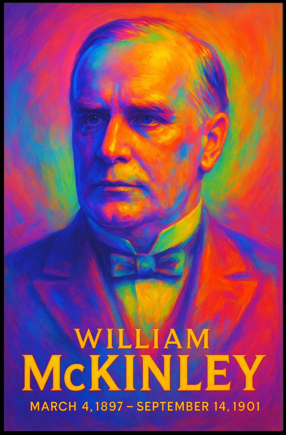 William McKinley 25th President of the United States Neon Gradient Overlay Poster