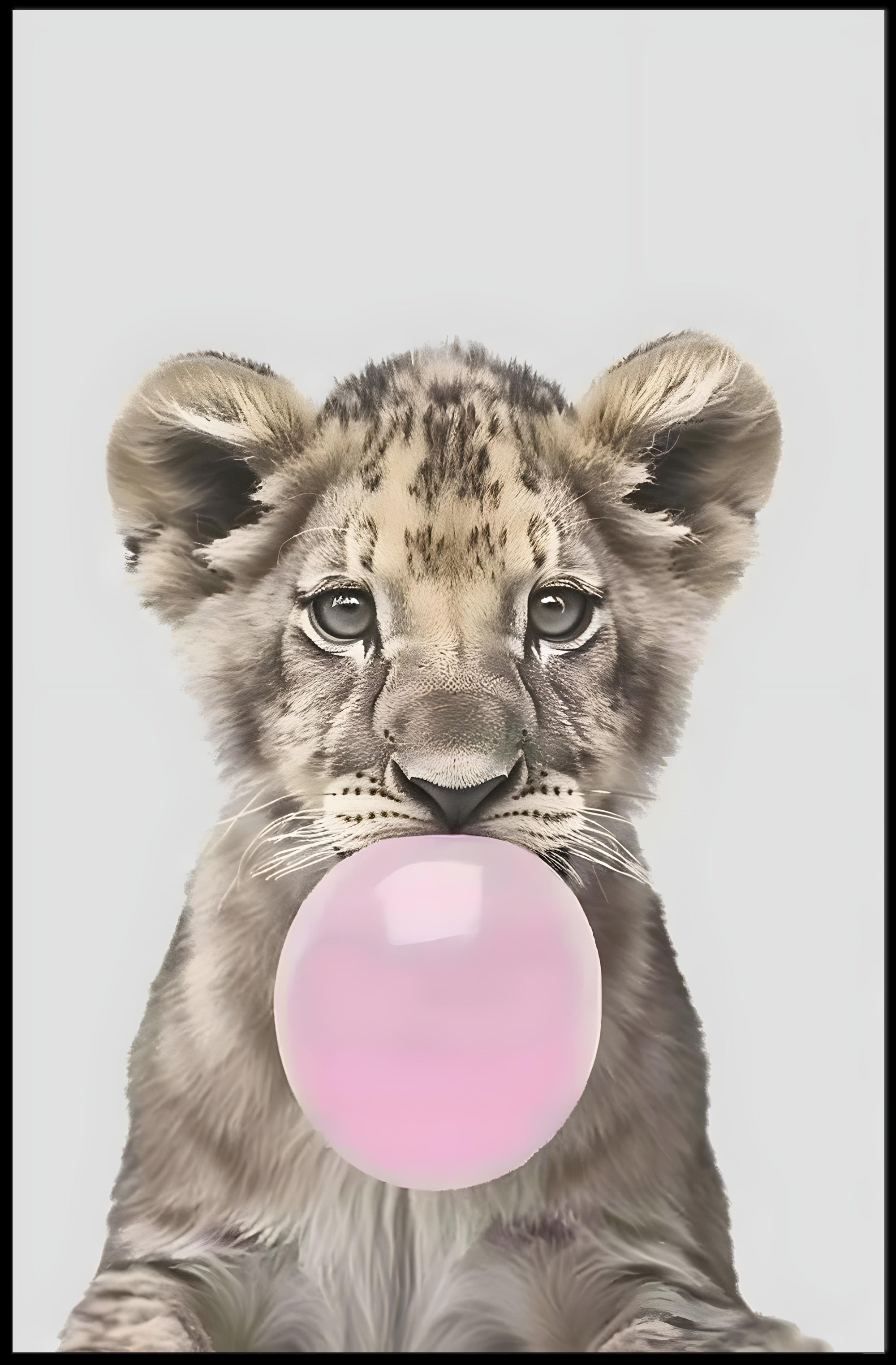 Bubble-Blowing Lion Cub Poster