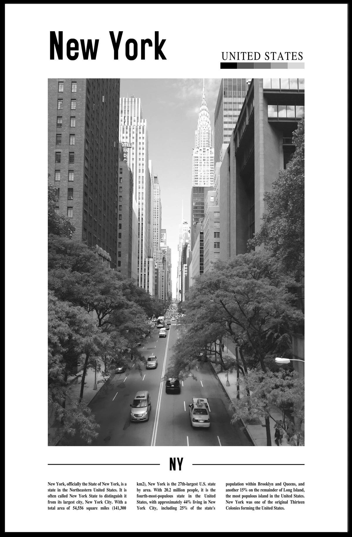 New York City Vintage Street Scene Poster Classic Wall Art