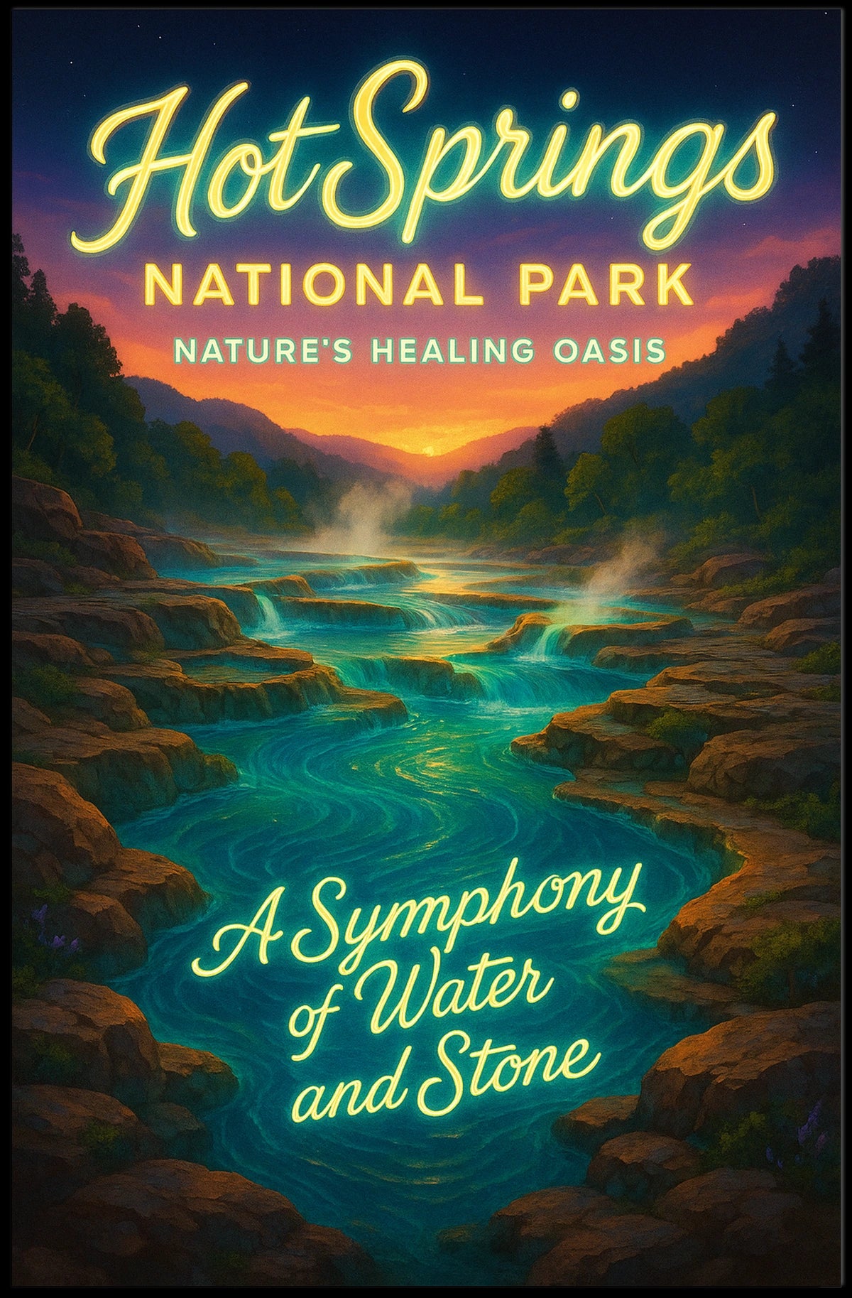 Hot Springs National Park A Symphony of Water and Stone Poster