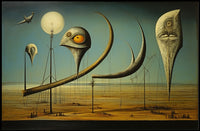 Surreal Birdscape in Otherworldly Realm: Abstract or Artistic Poster