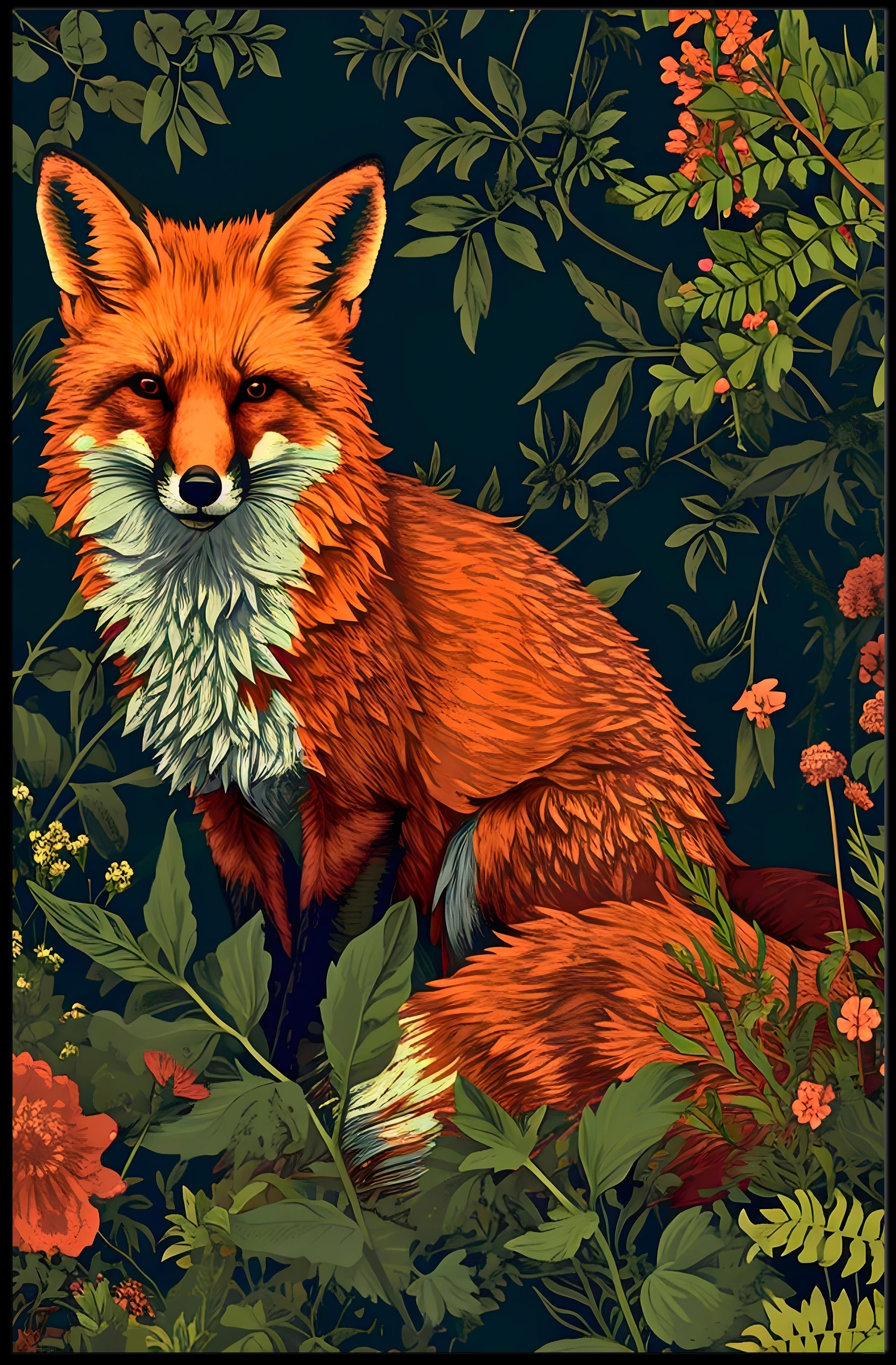 Red Fox Forest Serenity Animal Poster