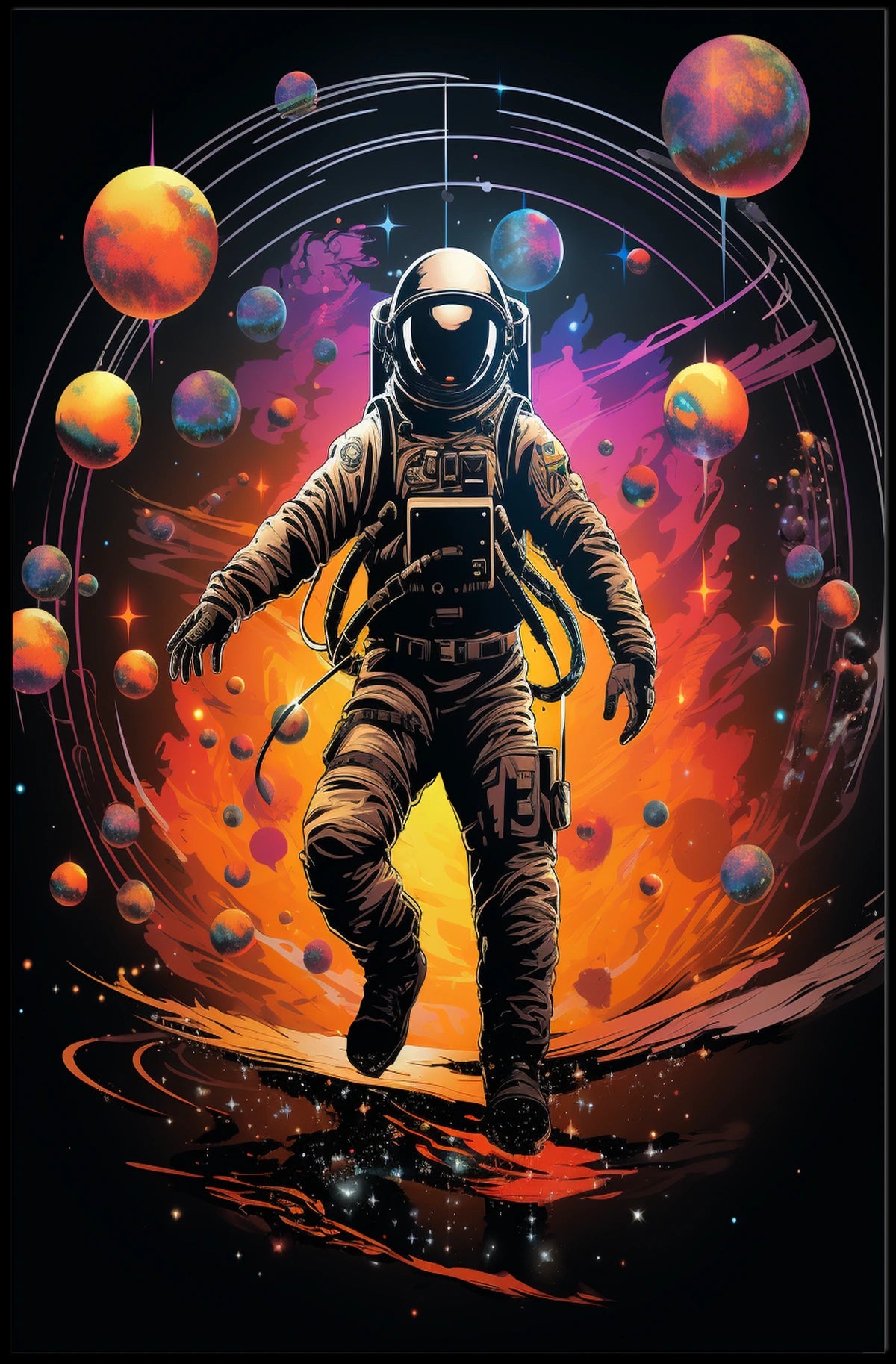 Cosmic Odyssey Space Art Surrealism Digital Painting Interstellar Voyage Dreamer Poster