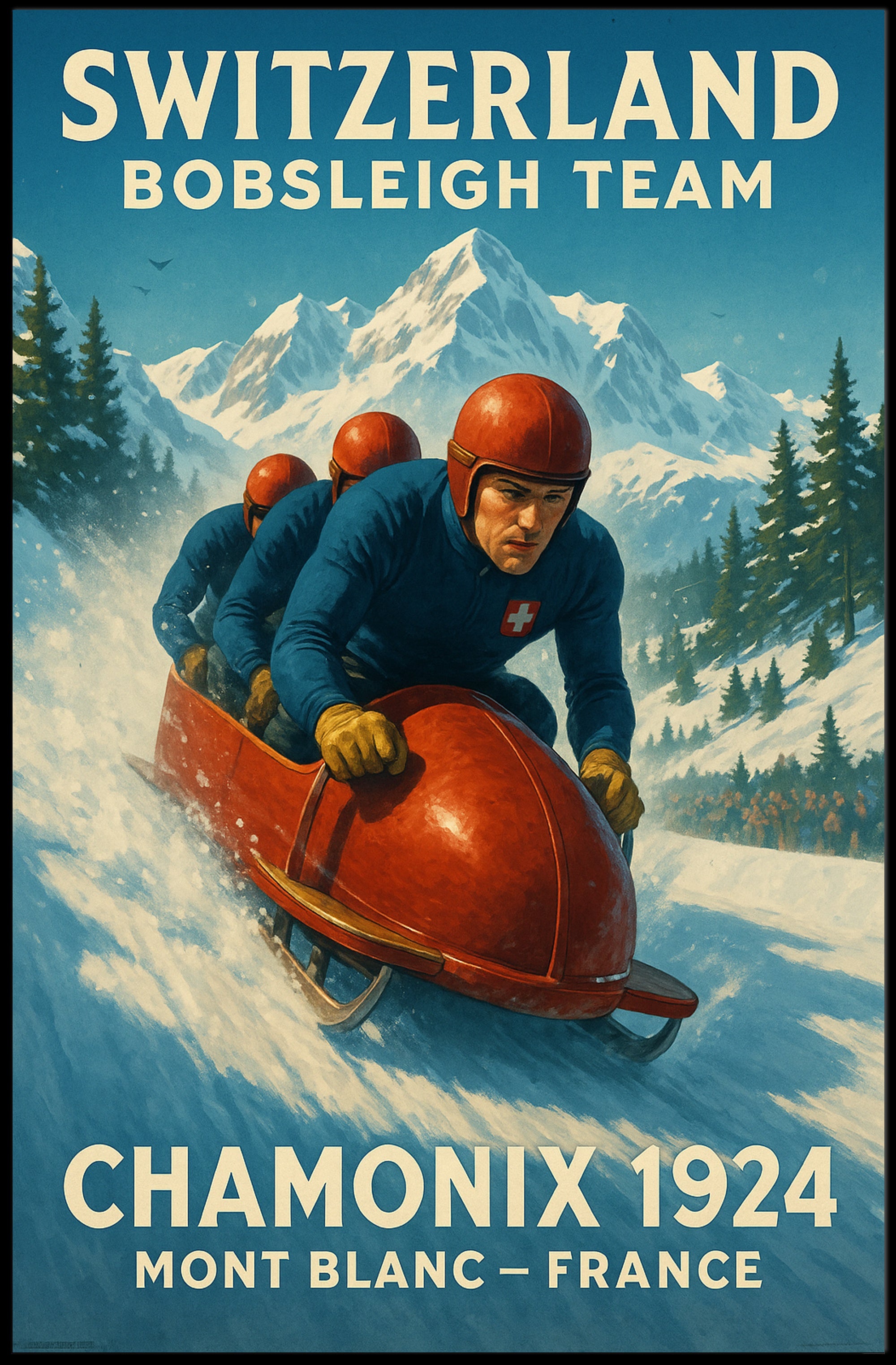 Switzerland Bobsleigh Team Chamonix 1924 Poster