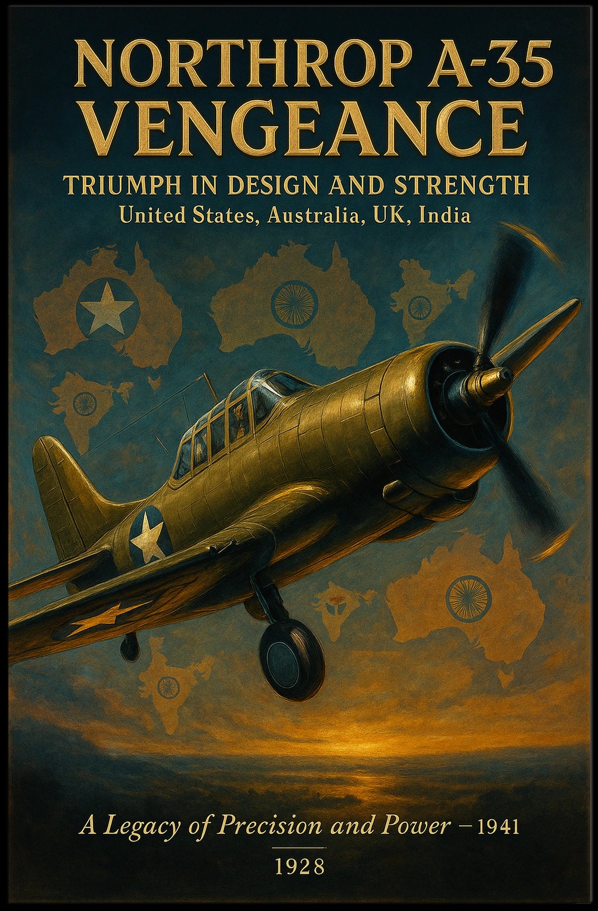 Northrop A-35 Vengeance WWII Aviation Poster Art
