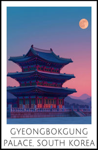 Gyeongbokgung Palace under Full Moon Cultural Poster
