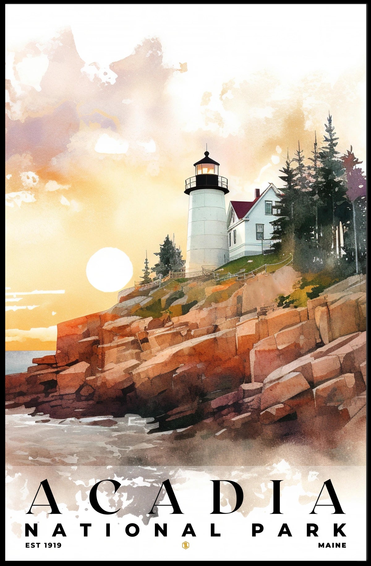Acadia Watercolor Wall Art Poster