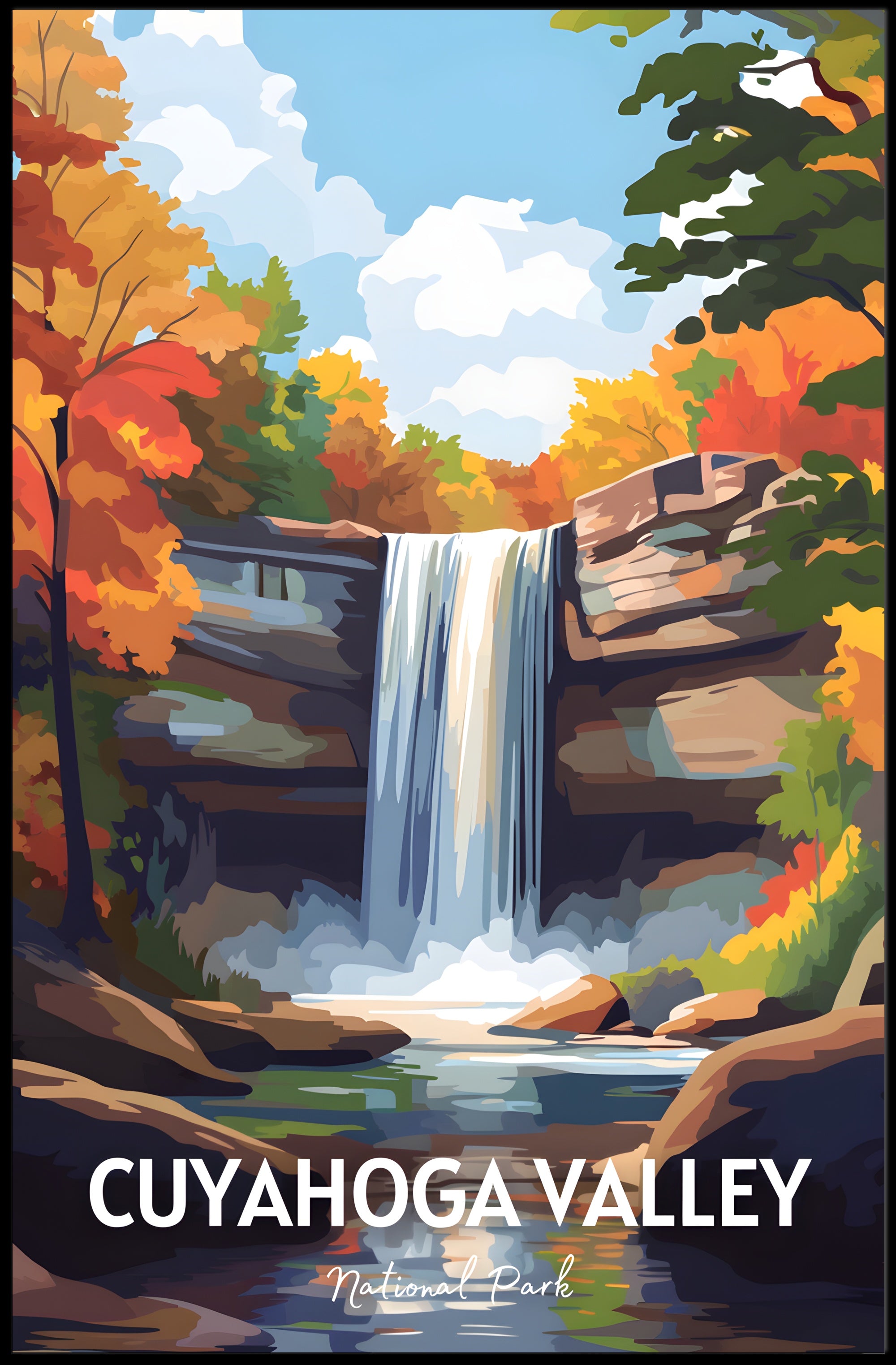 Cuyahoga Valley Autumn Waterfall National Park Poster