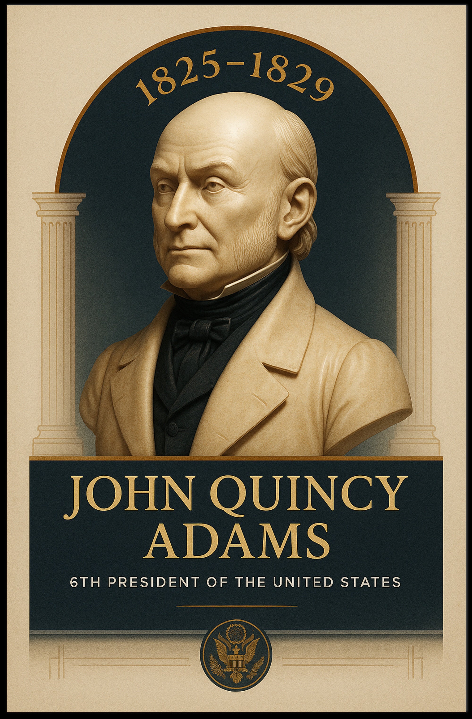 John Quincy Adams Vintage Presidential Historical Poster PosterGoat