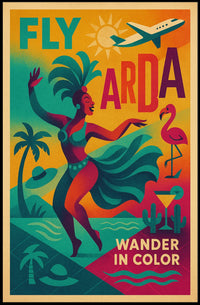 Vibrant Retro Travel Poster Tropical Vacation Escapade PosterGoat