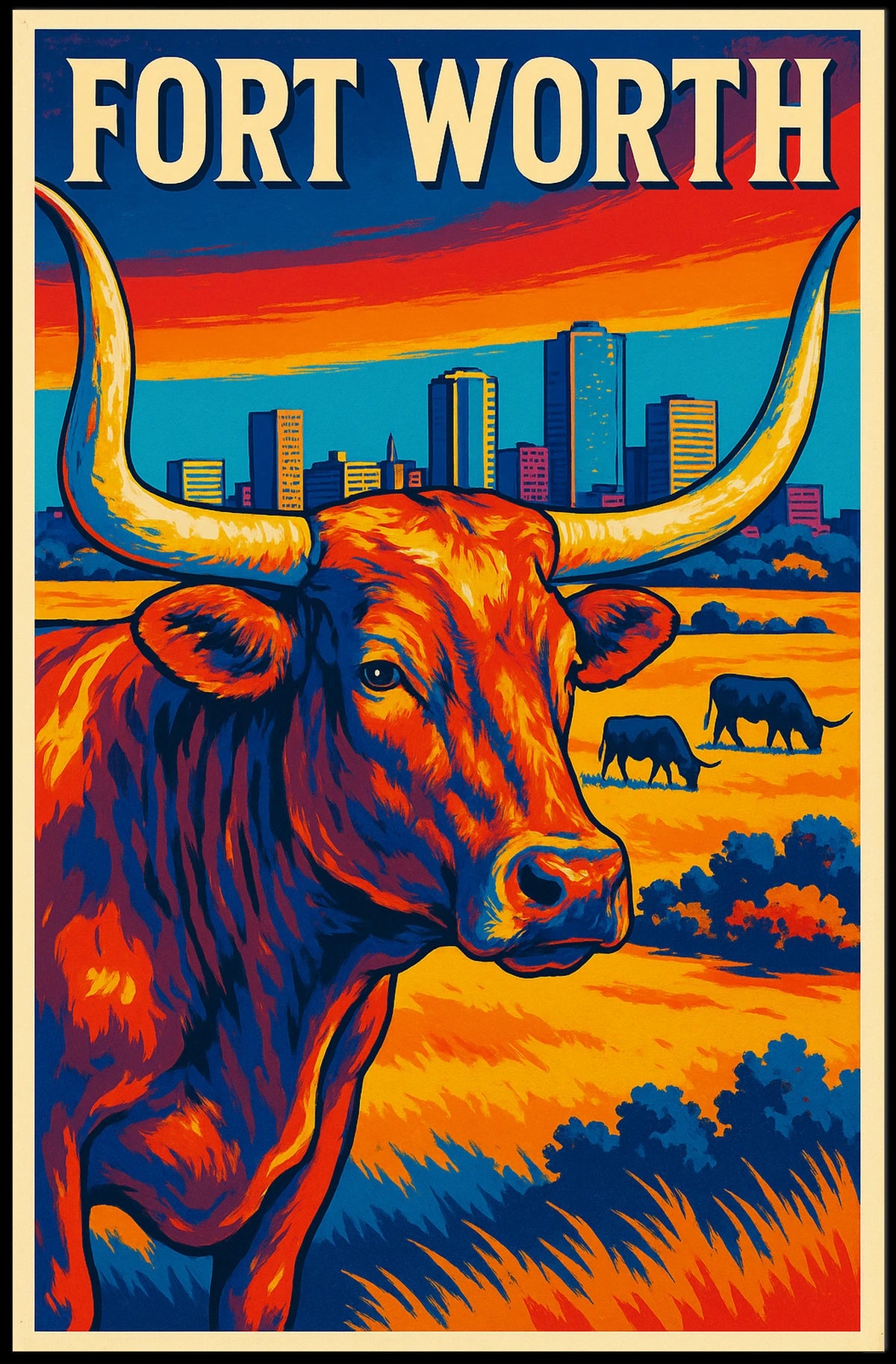 Fort Worth Vibrant Cityscape Poster