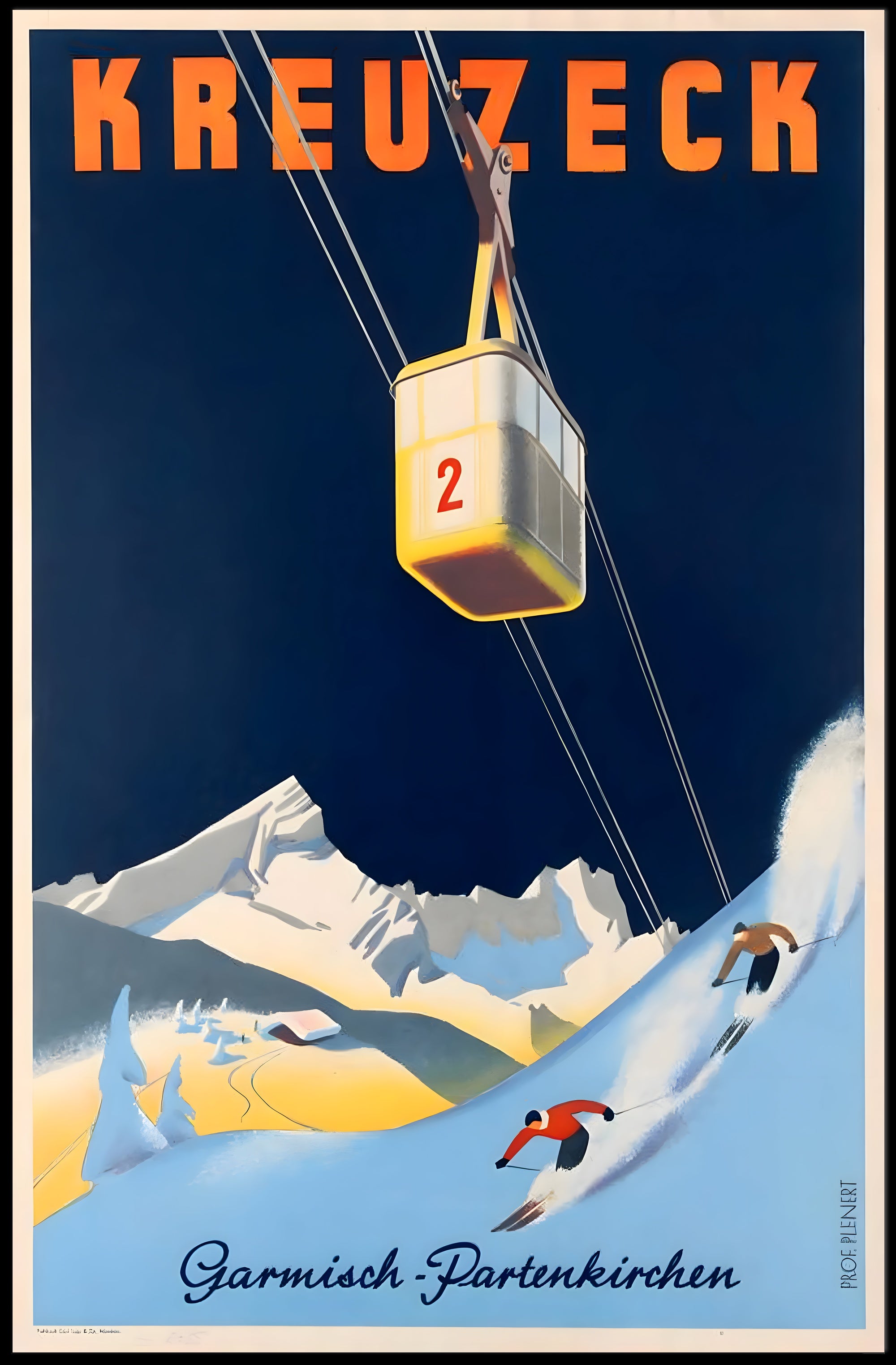 Kreuzec Bavarian Alps Ski Resort Vintage Travel Poster PosterGoat
