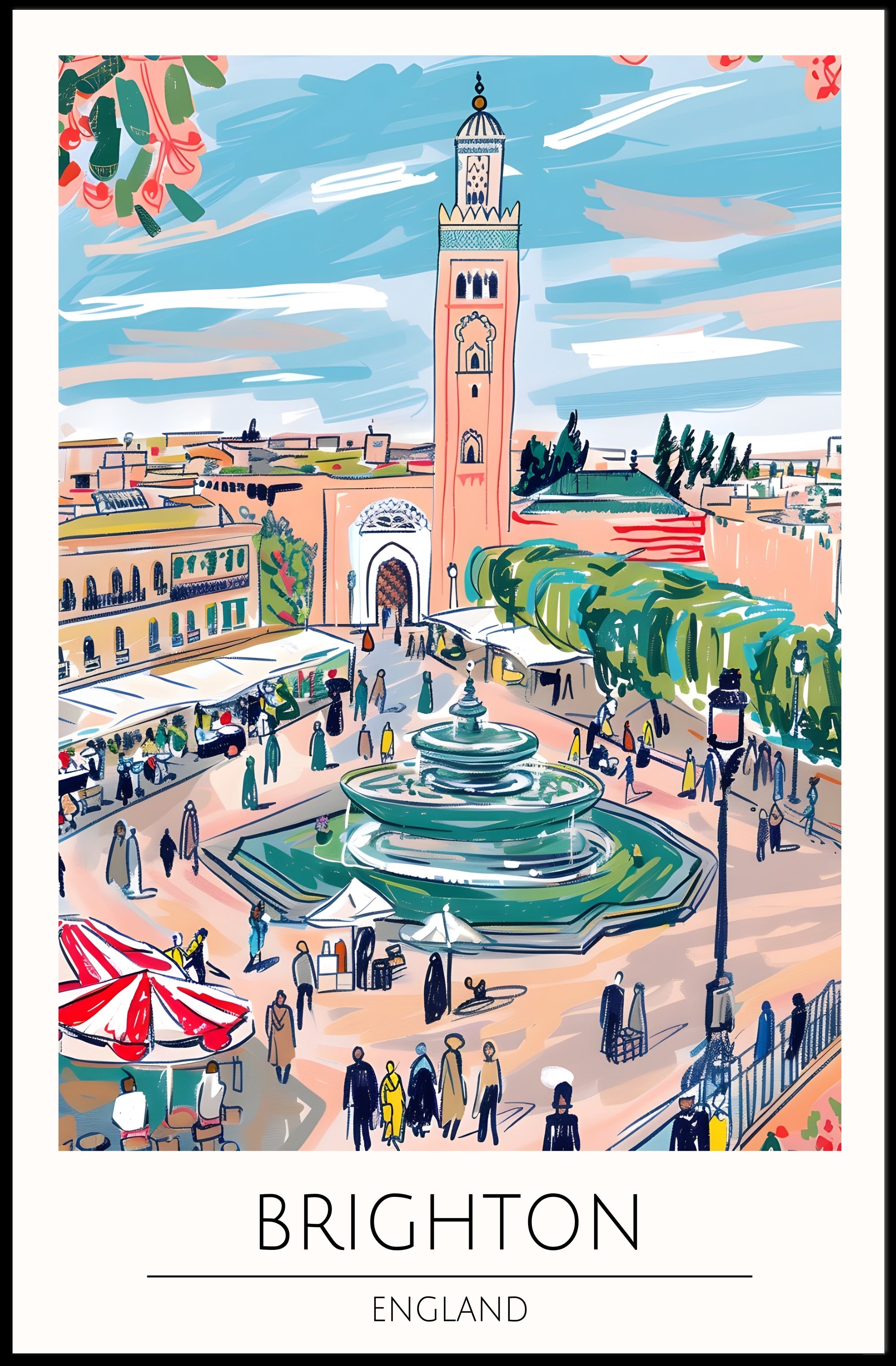 Vibrant Brighton Scene Poster PosterGoat