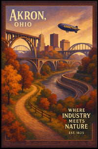 Akron, Ohio Where Industry Meets Nature Poster