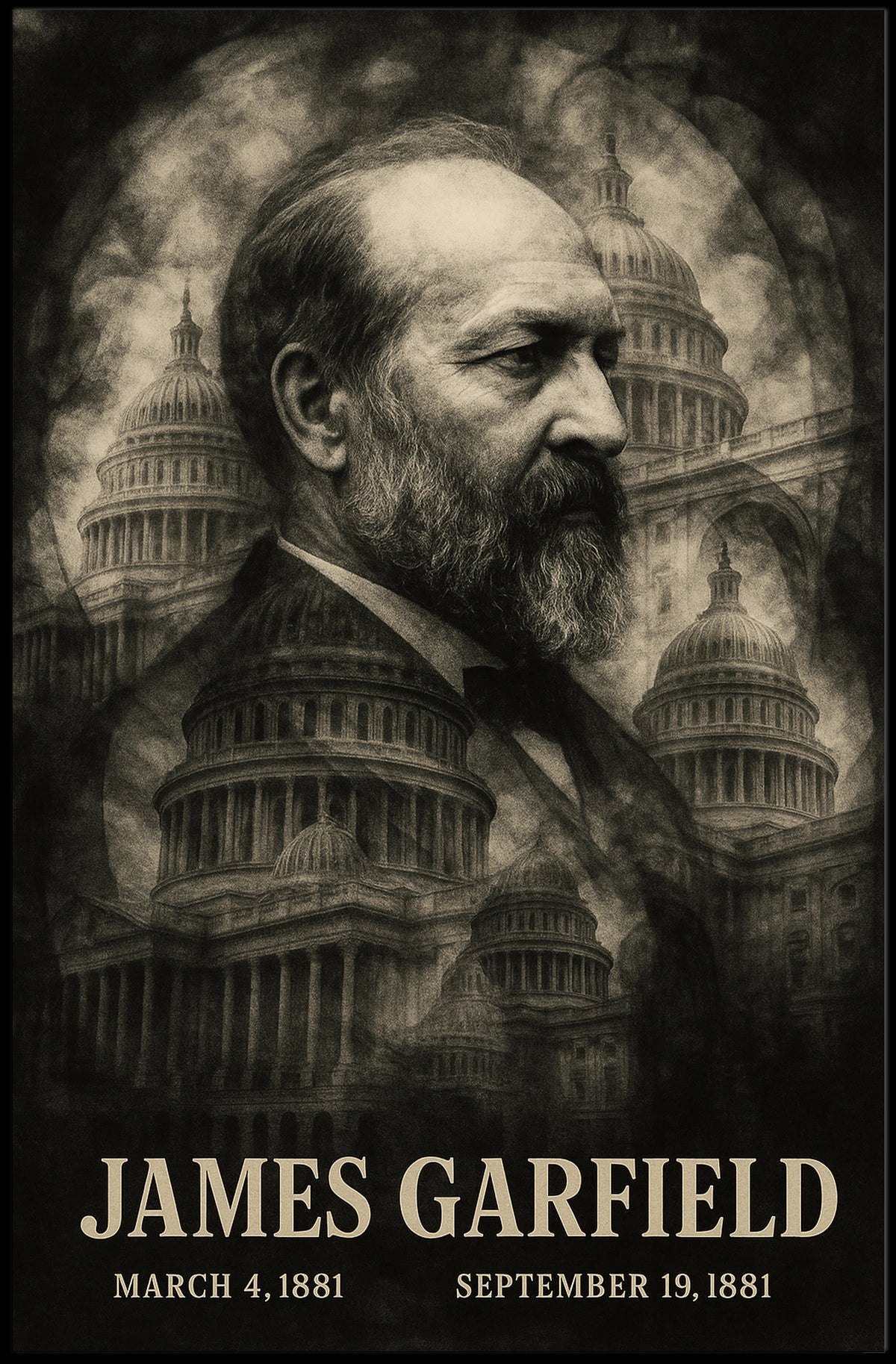 James A. Garfield 20th President of the United States Double Exposure Poster
