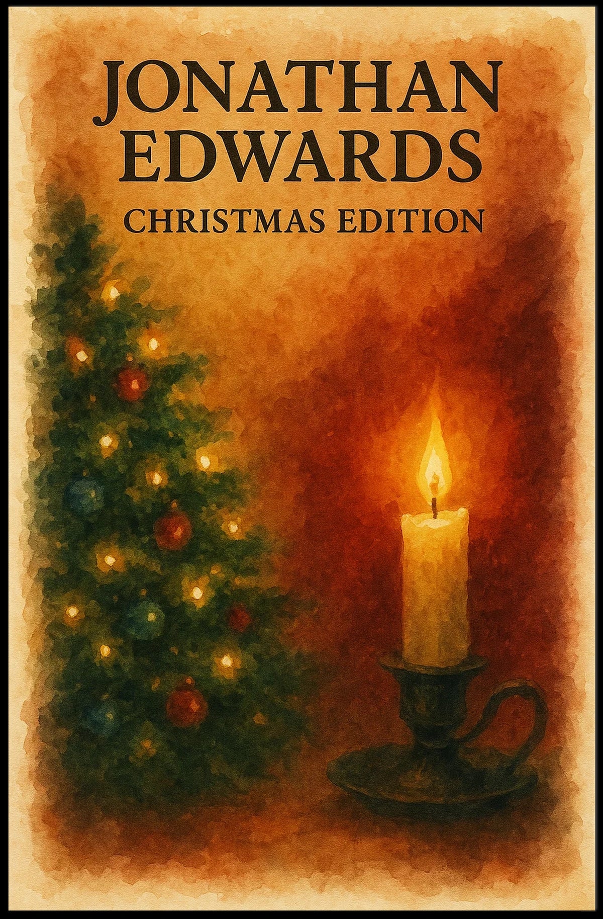 Warm Christmas Setting, Ornaments and Candle Art Poster
