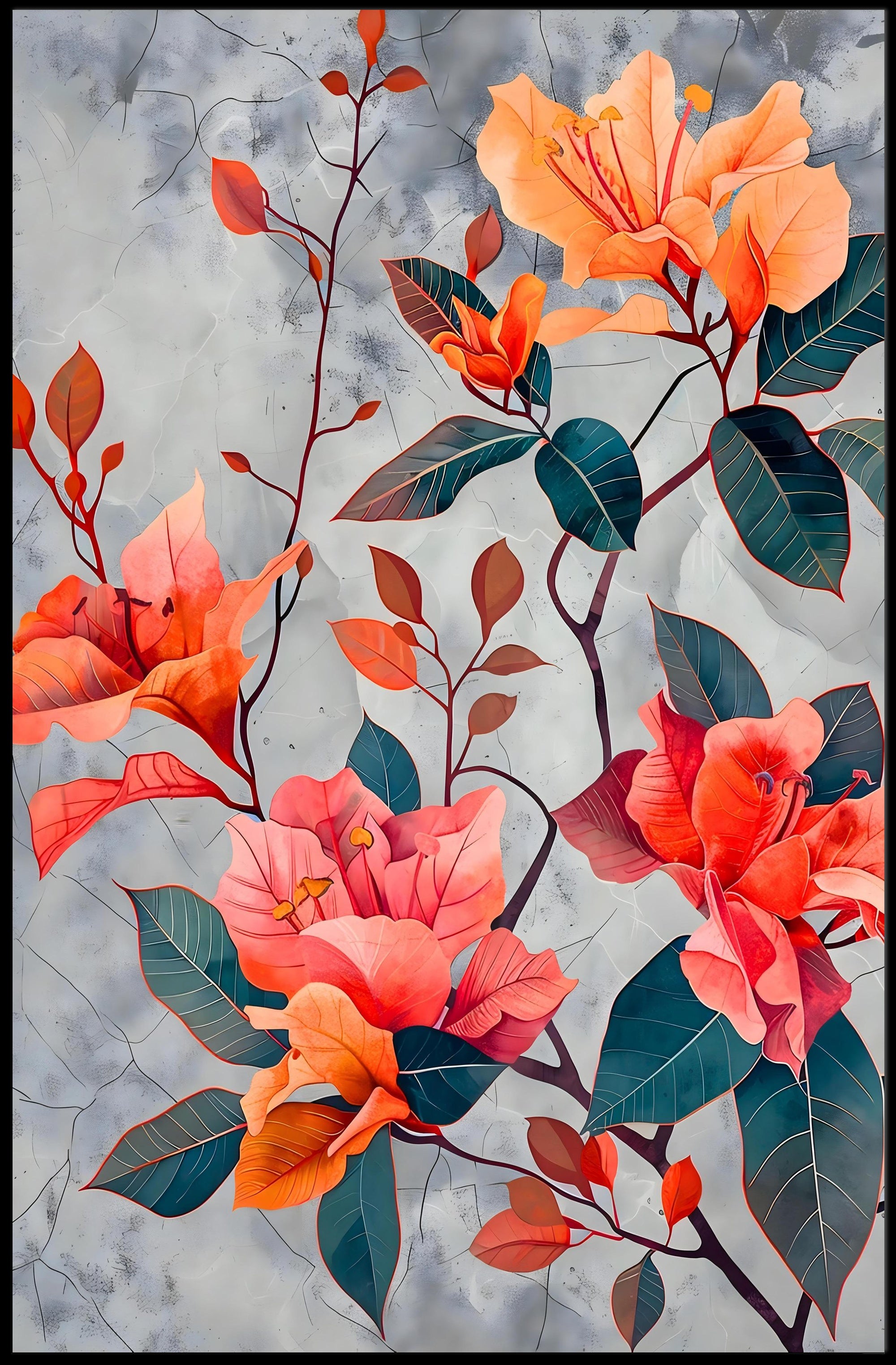 Vibrant Floral Elegance Wall Art Print