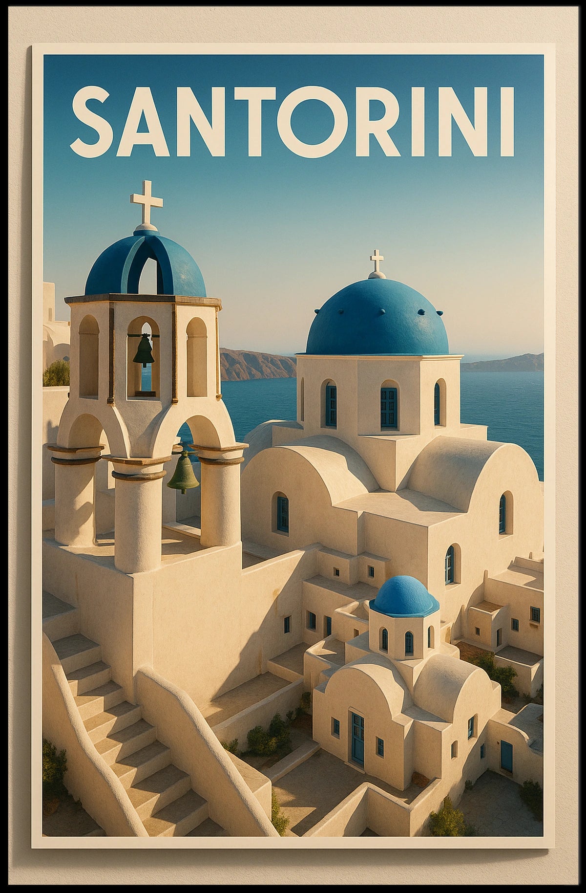 Santorini Greece Modern Travel Poster
