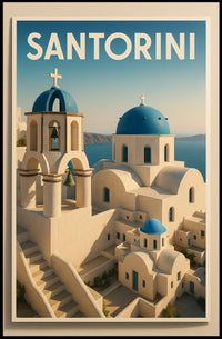 Santorini Greece Modern Travel Poster