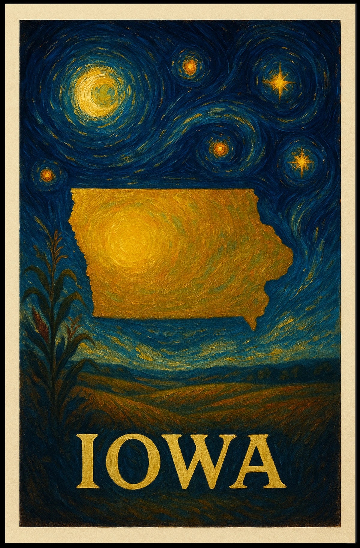 Iowa Impressionistic Landscape Art Print - Cultural or Heritage Poster