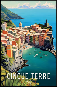 Cinque Terre Coastal Scene Travel Poster