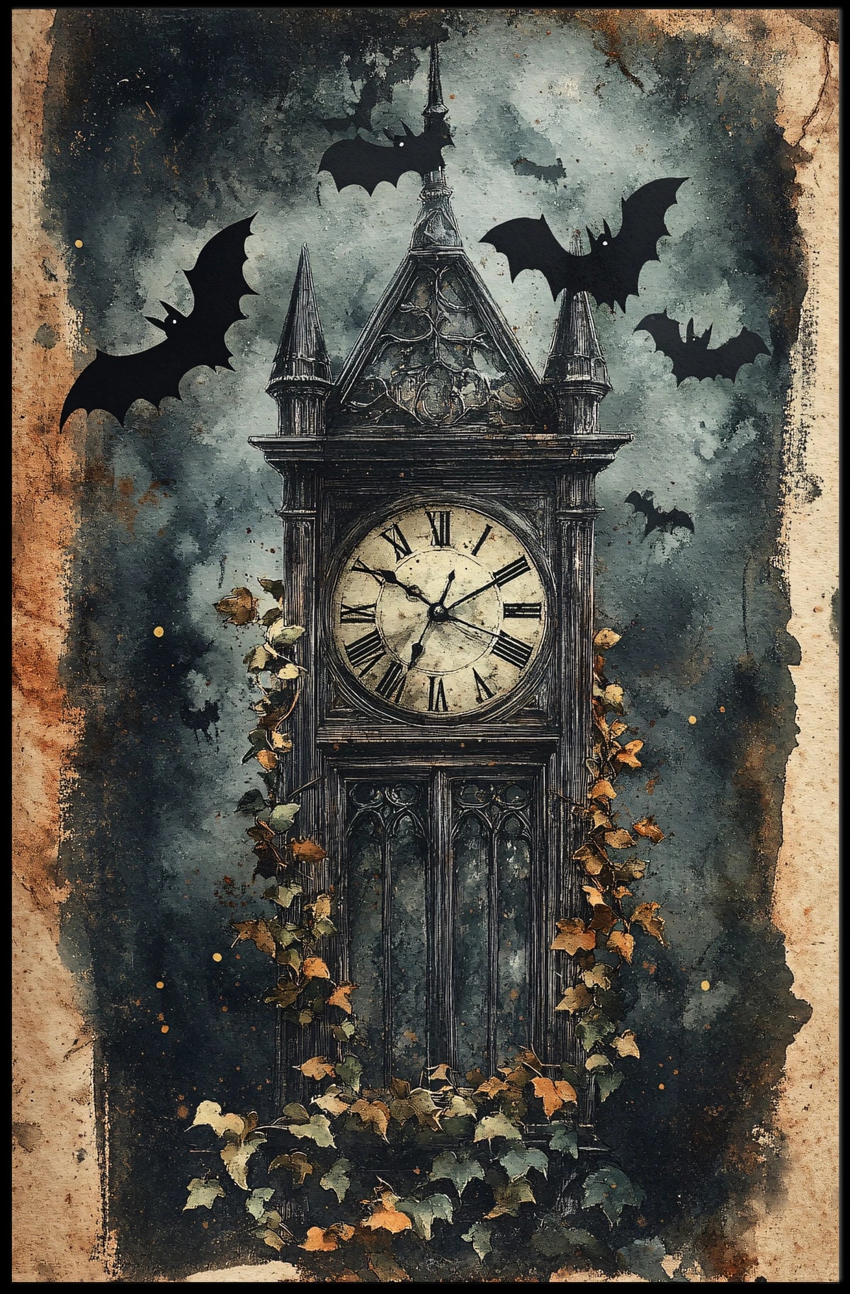 Haunted Clock Tower Gothic Artistic Pop Culture Poster