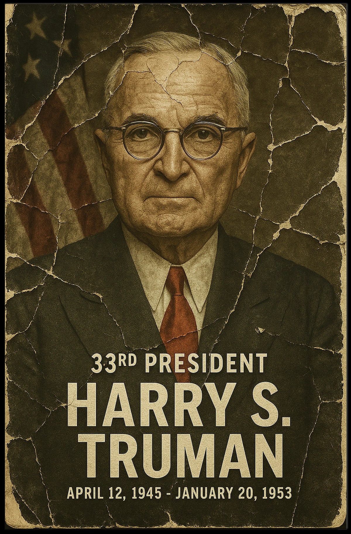 Harry S. Truman 33rd President of the United States Damaged Photograph Poster