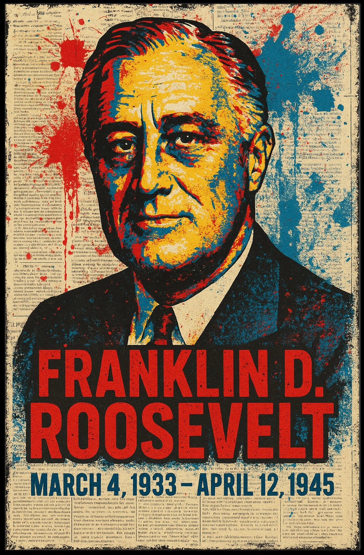 Franklin D. Roosevelt 32nd President of the United States Street Art Mashup Poster