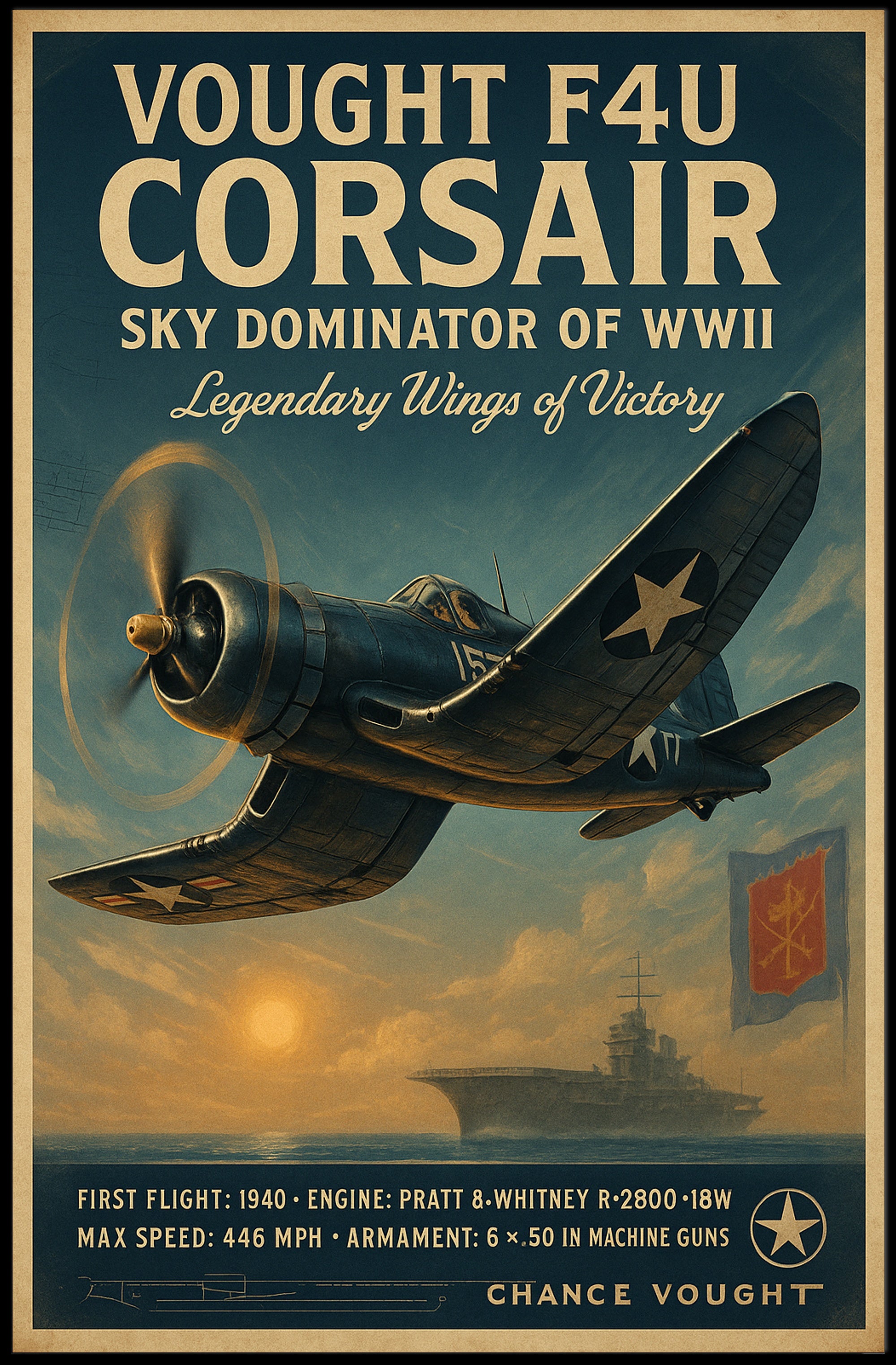 Vought F4U Corsair: Sky Dominator of WWII Poster