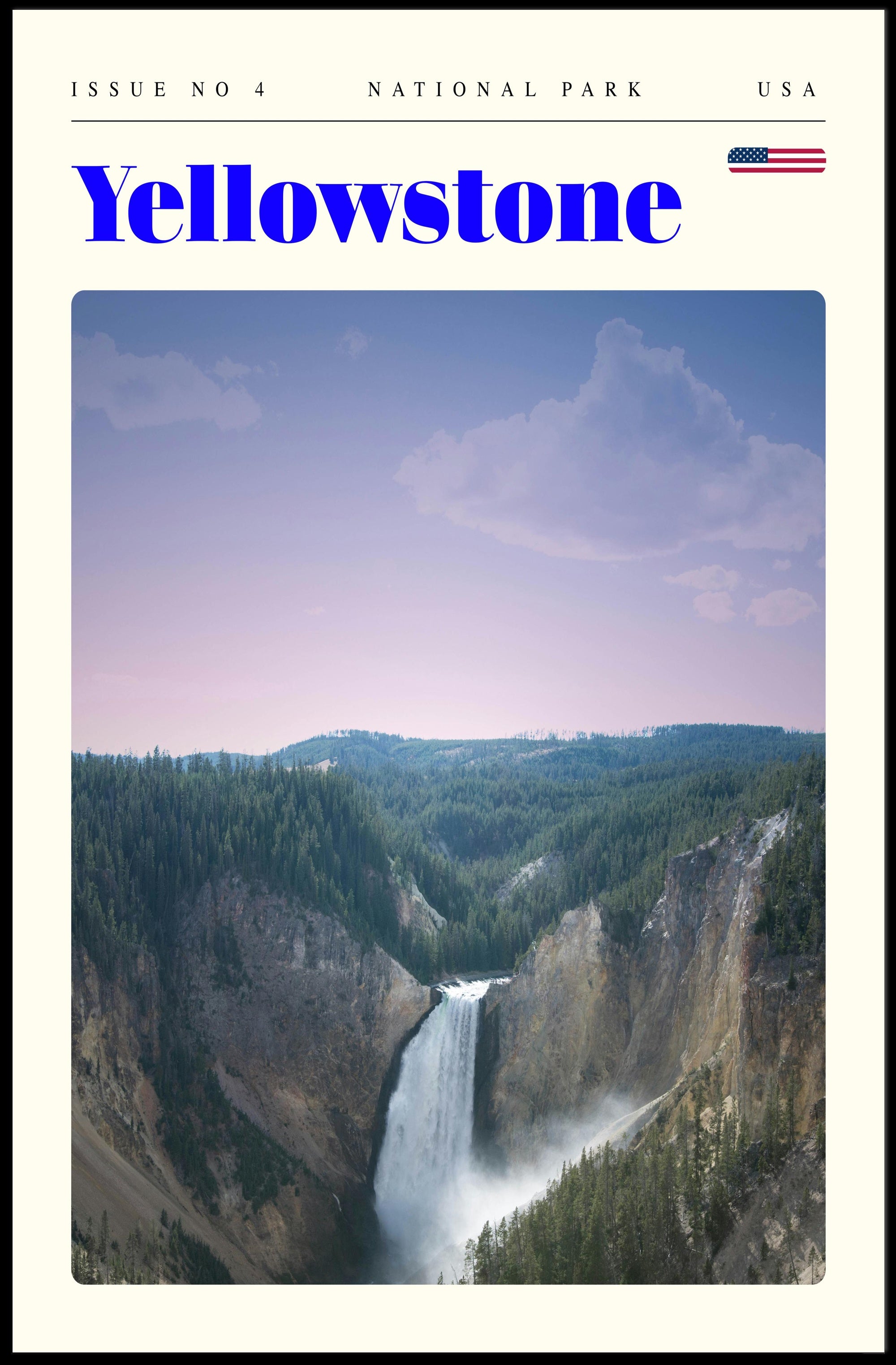 Yellowstone Landscape Poster Vintage Travel Wall Art