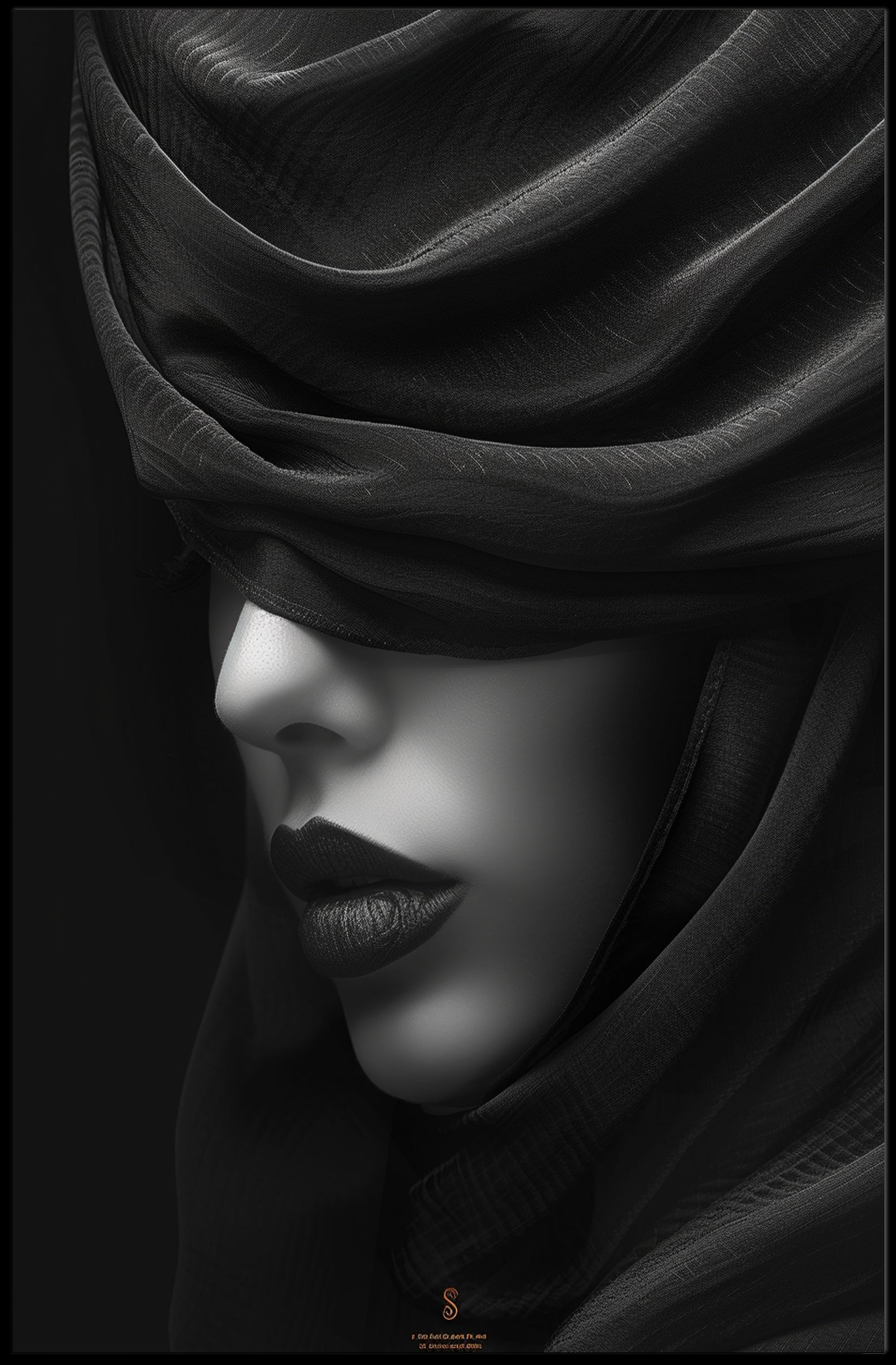 Elegant Veiled Portrait: Modern Artistic Poster PosterGoat